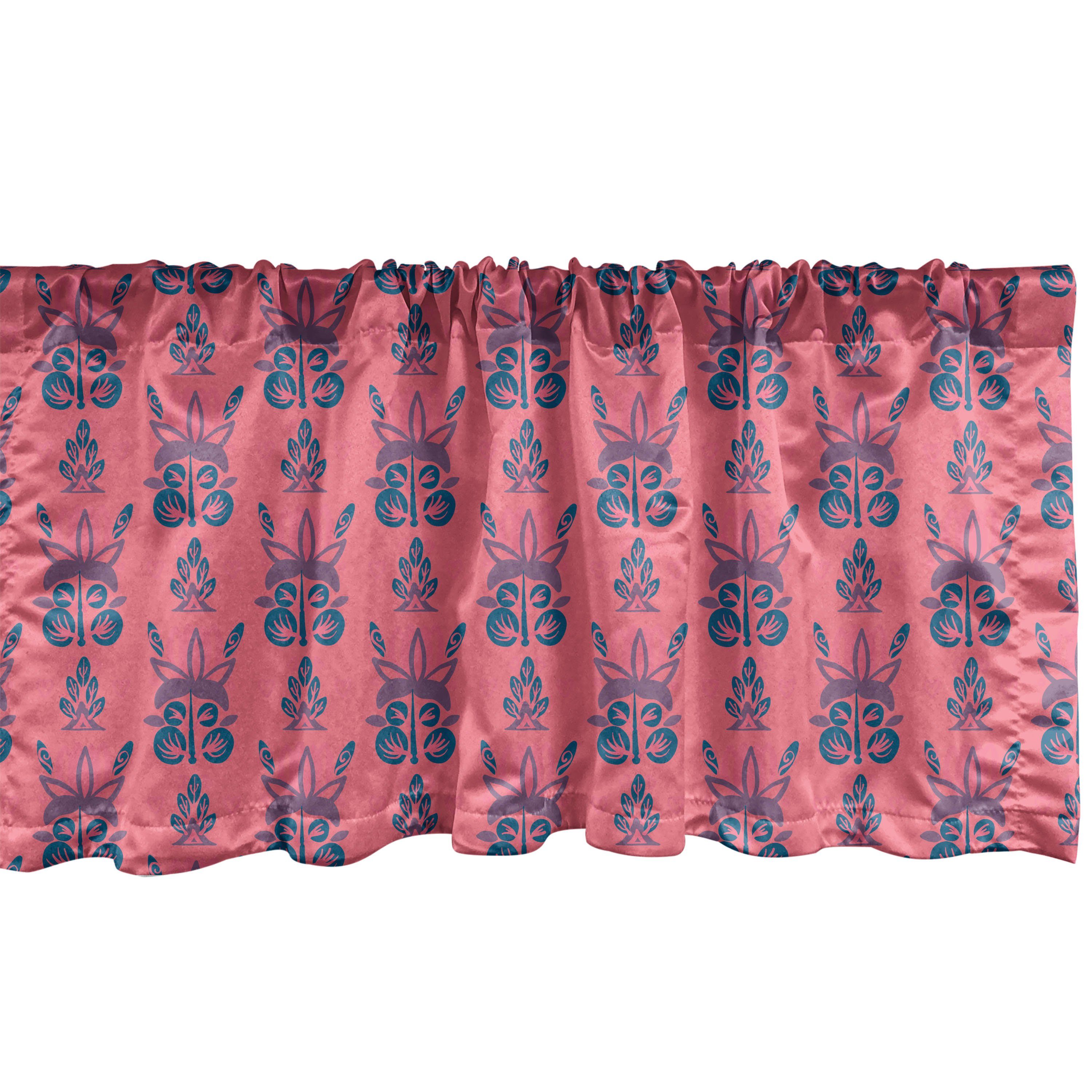 Scheibengardine Vorhang Volant für Küche Schlafzimmer Dekor mit Stangentasche, Abakuhaus, Microfaser, Ethnisch Pastel Abstract Sommer Flora