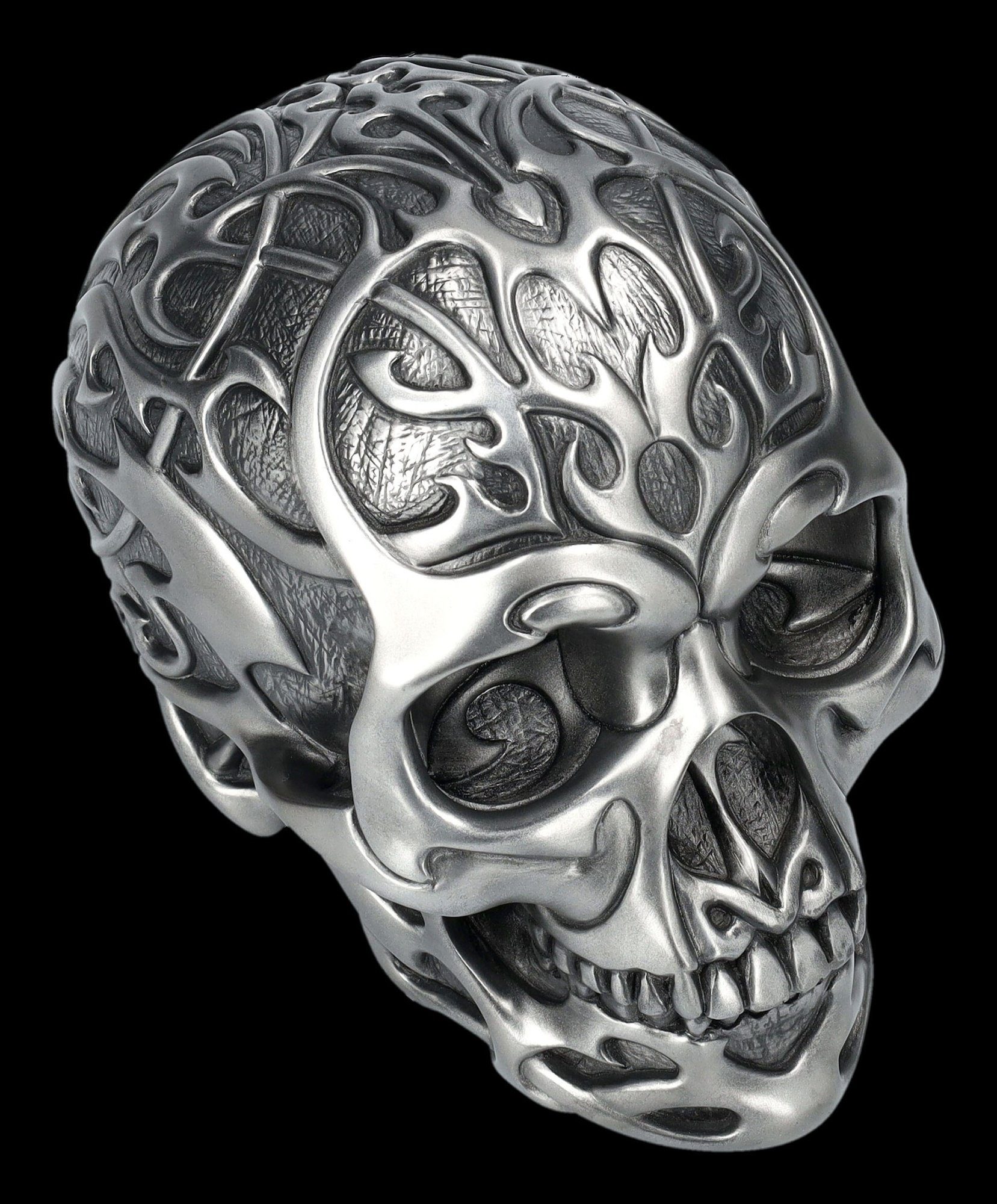 Totenschädel Gothic Dekoration - Dekofigur by Skull Shop - Design Tribal Clinic silber Figuren Totenkopf GmbH