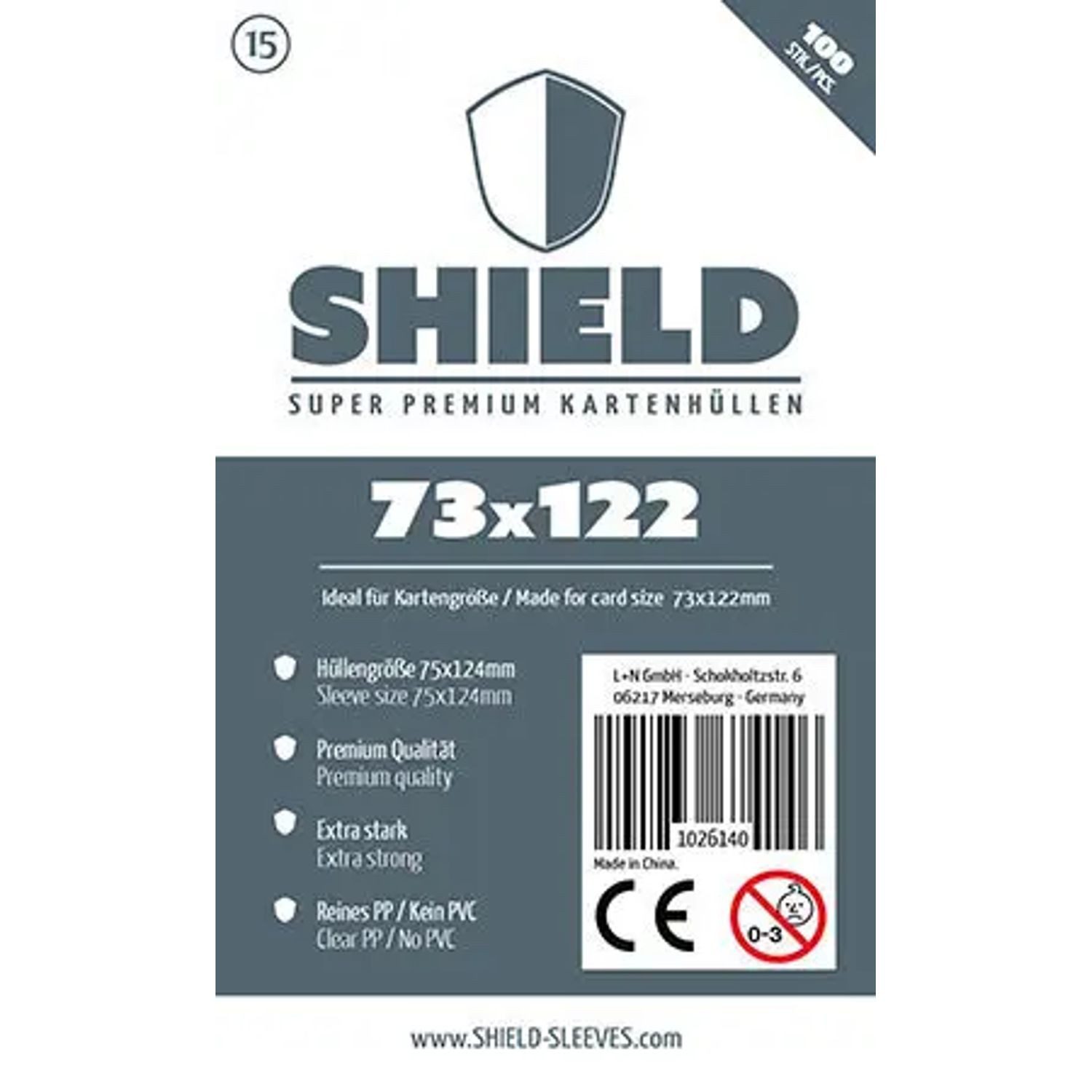 SHIELD Spiel Shield 15 - 100 Super Premium Kartenhüllen für Kartengröße 73 x 122 mm