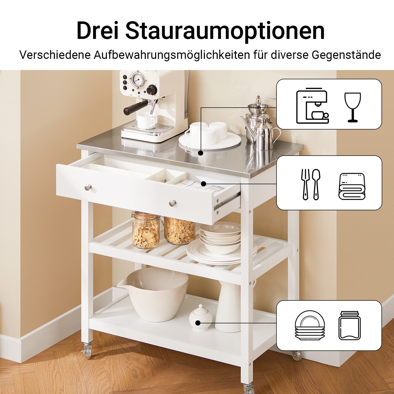 SoBuy Küchenwagen FKW47, Sideboard Flurschrank Servierwagen günstig online kaufen