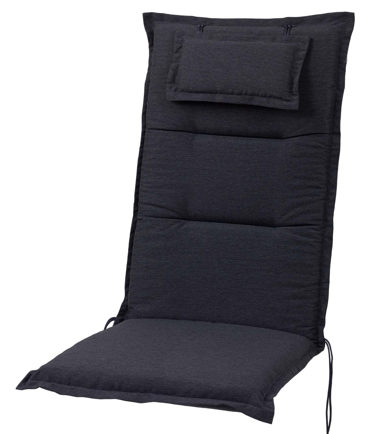 Sun Garden Hochlehnerauflage Hochlehner Toronto 50318-701 anthrazit 122x51x7 cm Sun Garden, (1 St), Halteband verstellbar mit Bindebändern