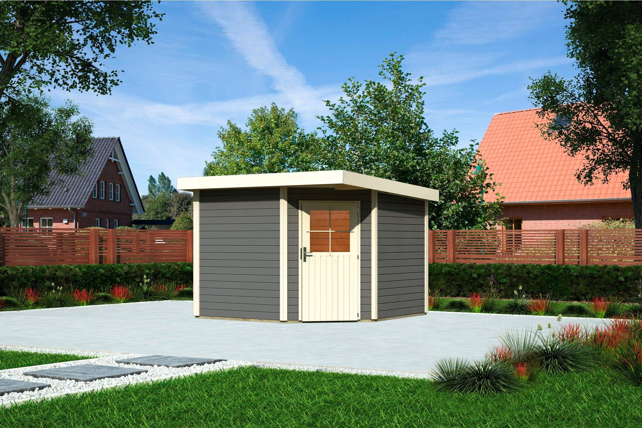 cm, 3, naturbelassen terragrau oder KONIFERA 306x303 Neusee Gartenhaus BxT: