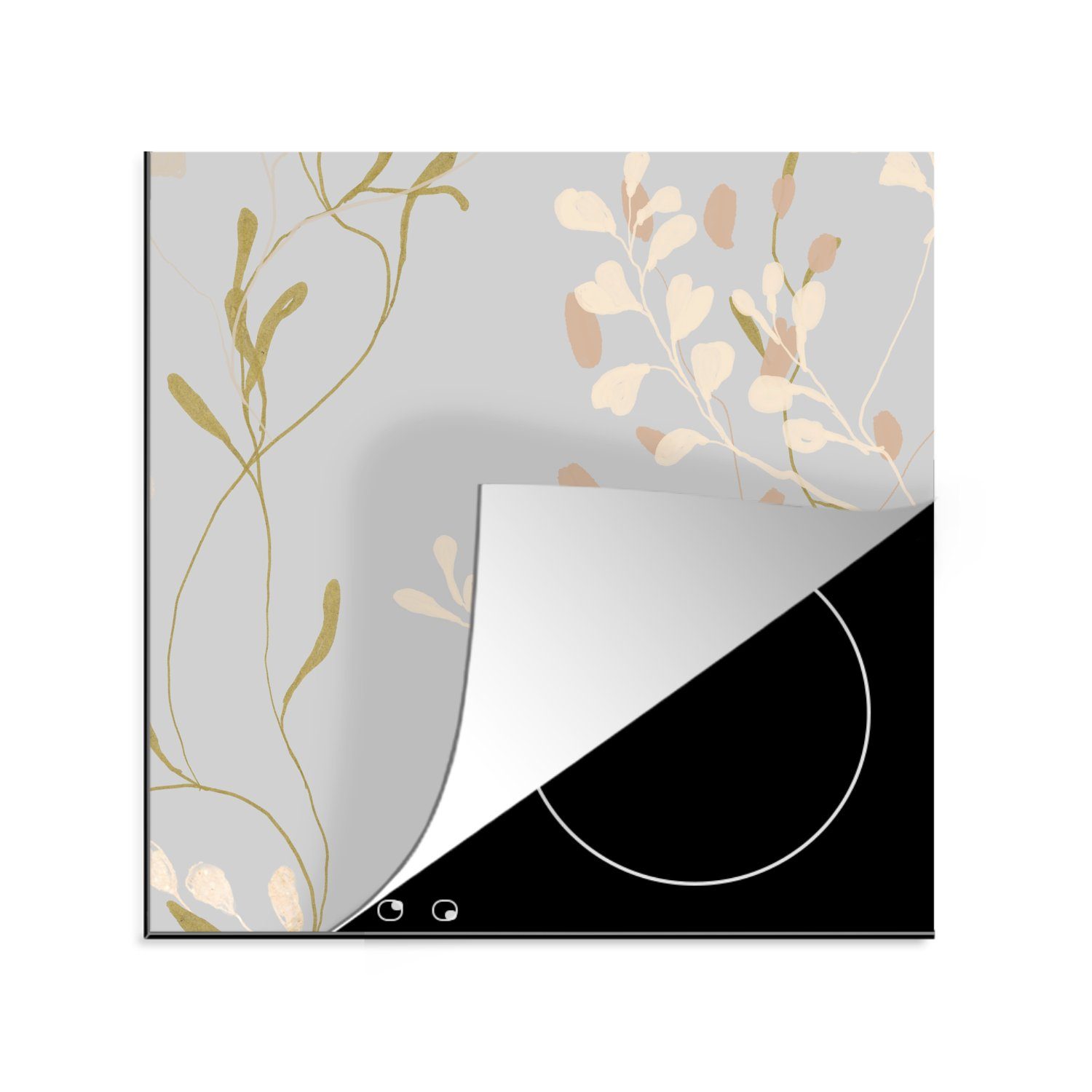 MuchoWow Herdblende-/Abdeckplatte Blumen - Ceranfeldabdeckung, - Arbeitsplatte Design tlg), küche - Blau, (1 78x78 Vinyl, Pastell cm, für