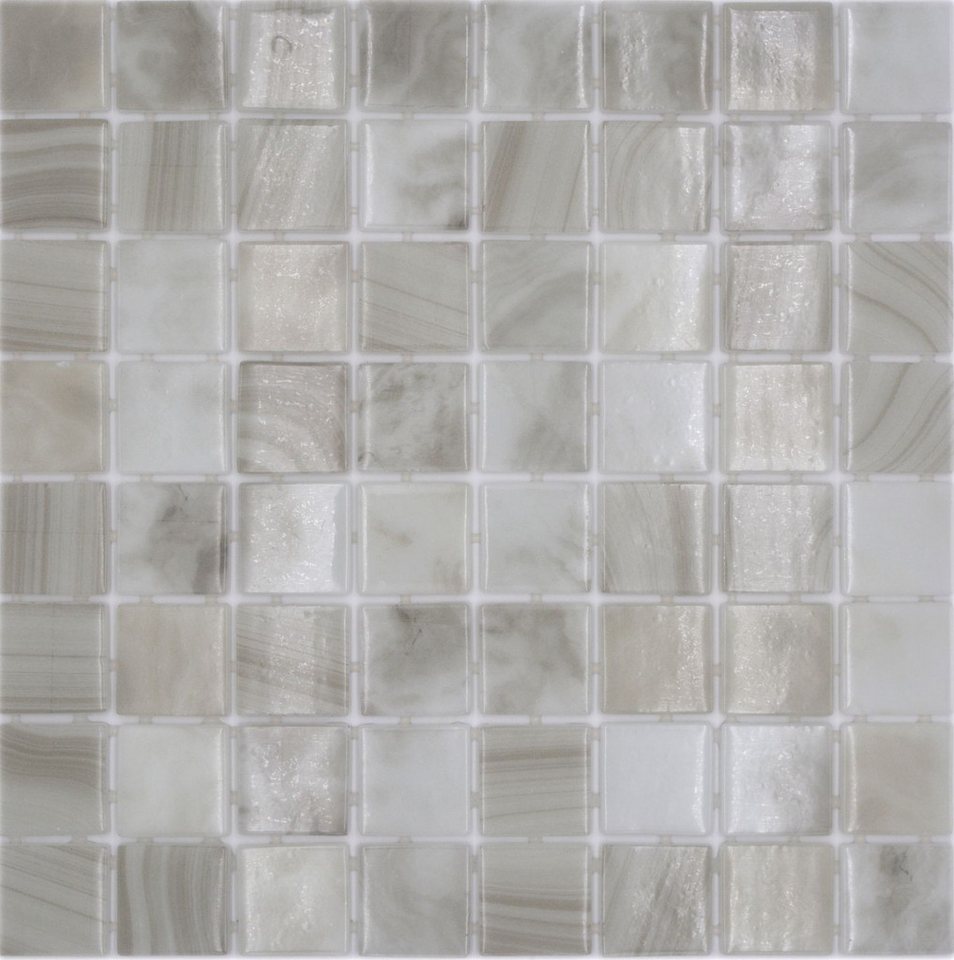 Thumbnail - Mosani Mosaikfliesen Recycling Glasmosaik Mosaik hellbeige glänzend / 10 Mosaikmatten