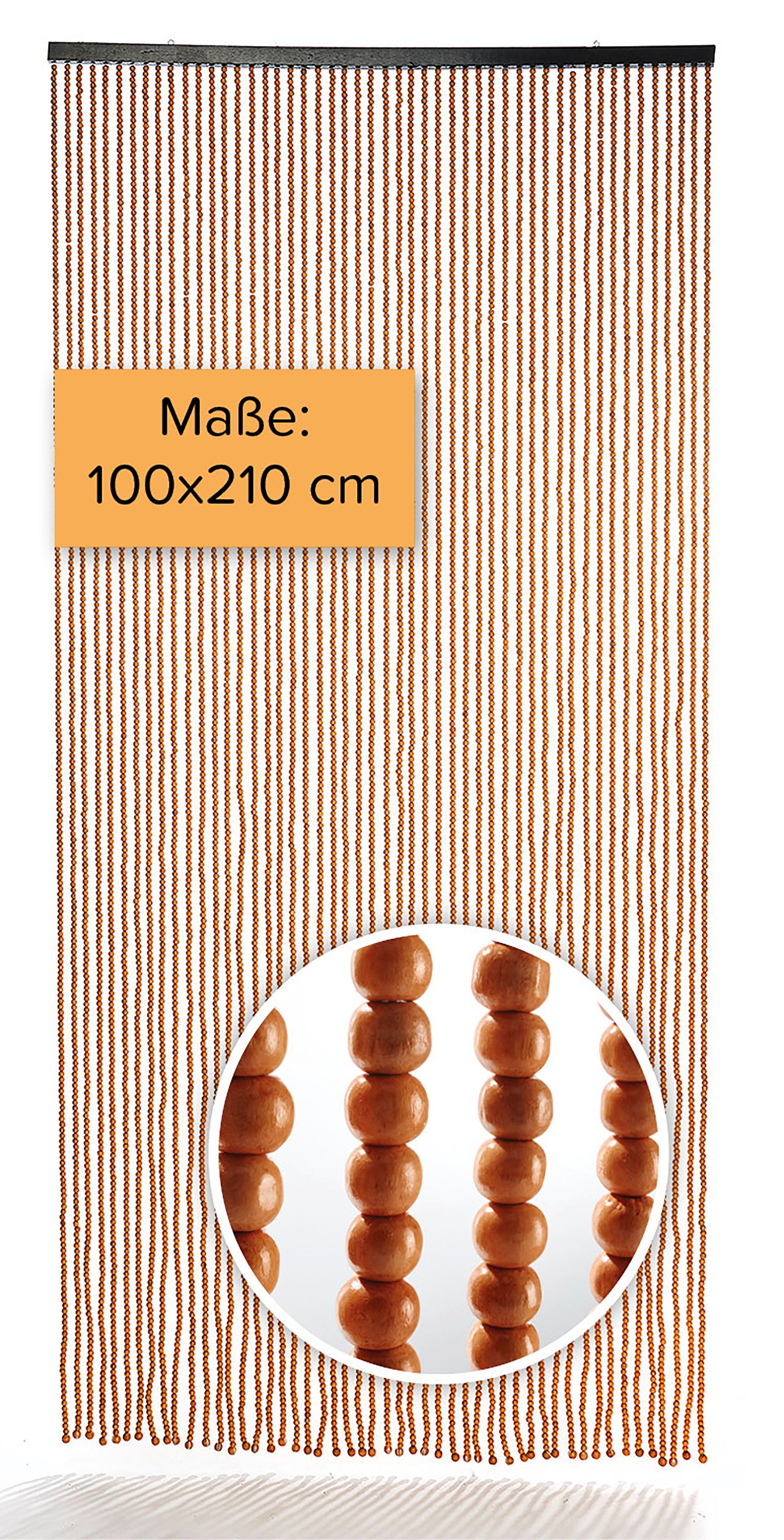 Türvorhang Dekorativer Raumteiler CHOCO, Kobolo, Ösen (1 St), halbtransparent, brauner Vorhang aus Holzperlen, 100x210cm