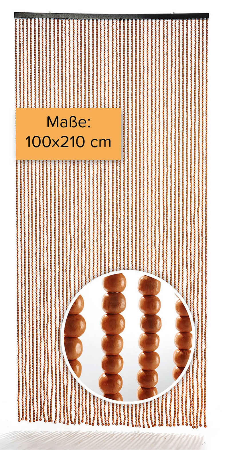 Türvorhang Dekorativer Raumteiler CHOCO, Kobolo, Ösen (1 St), halbtransparent, brauner Vorhang aus Holzperlen, 100x210cm