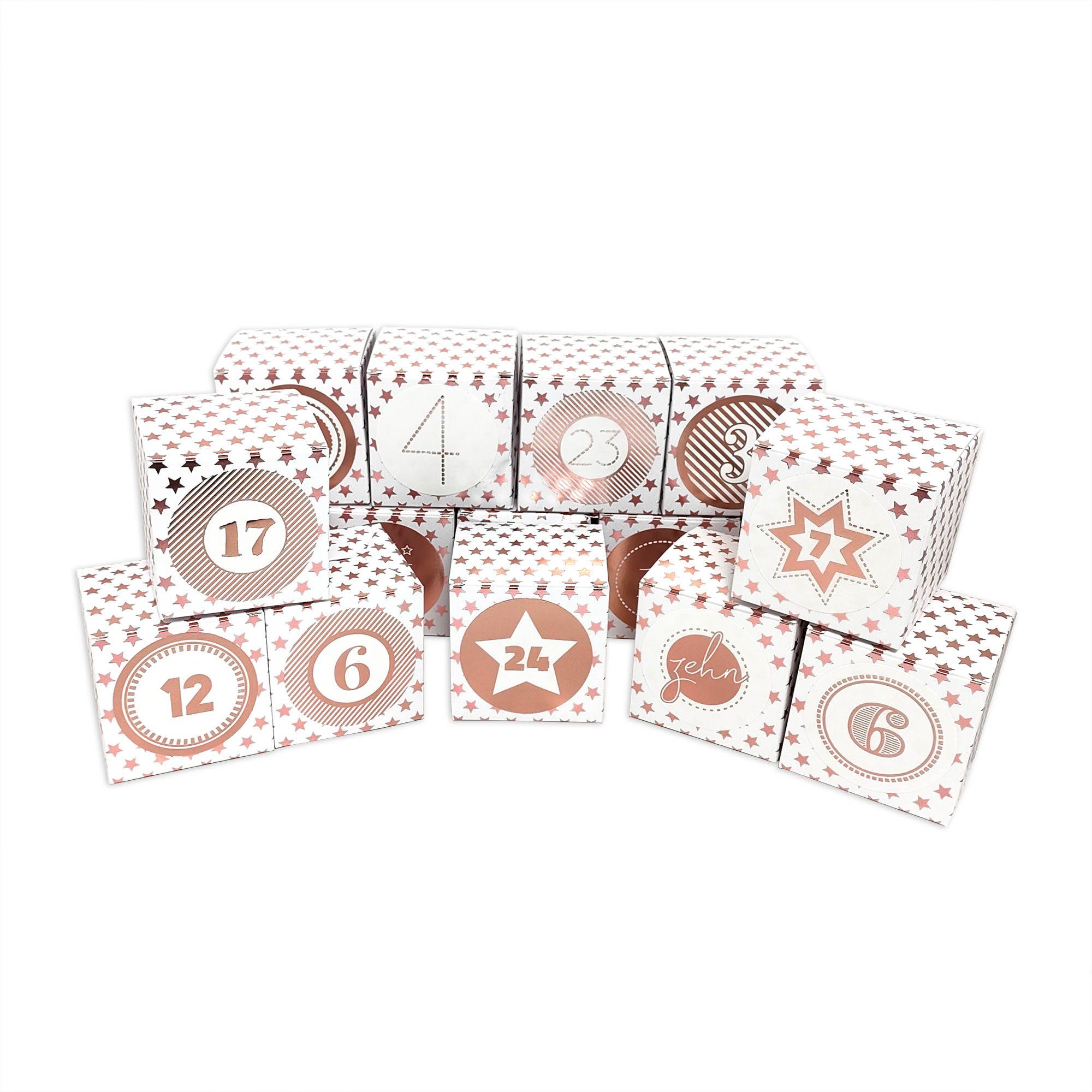 Frau WUNDERVoll Календарі zum Selbstbasteln Adventskalender Vorfreude, Faltschateln rosegold