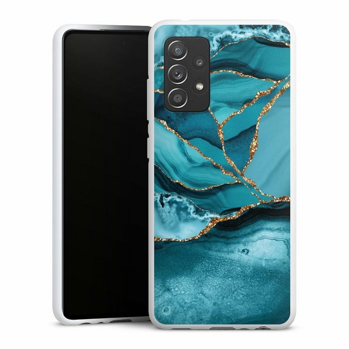 DeinDesign Handyhülle Edelstein Glitzer Look Marmor Eisblaue Marmor Landschaft Samsung Galaxy A52 5G Silikon Hülle Bumper Case Handy Schutzhülle