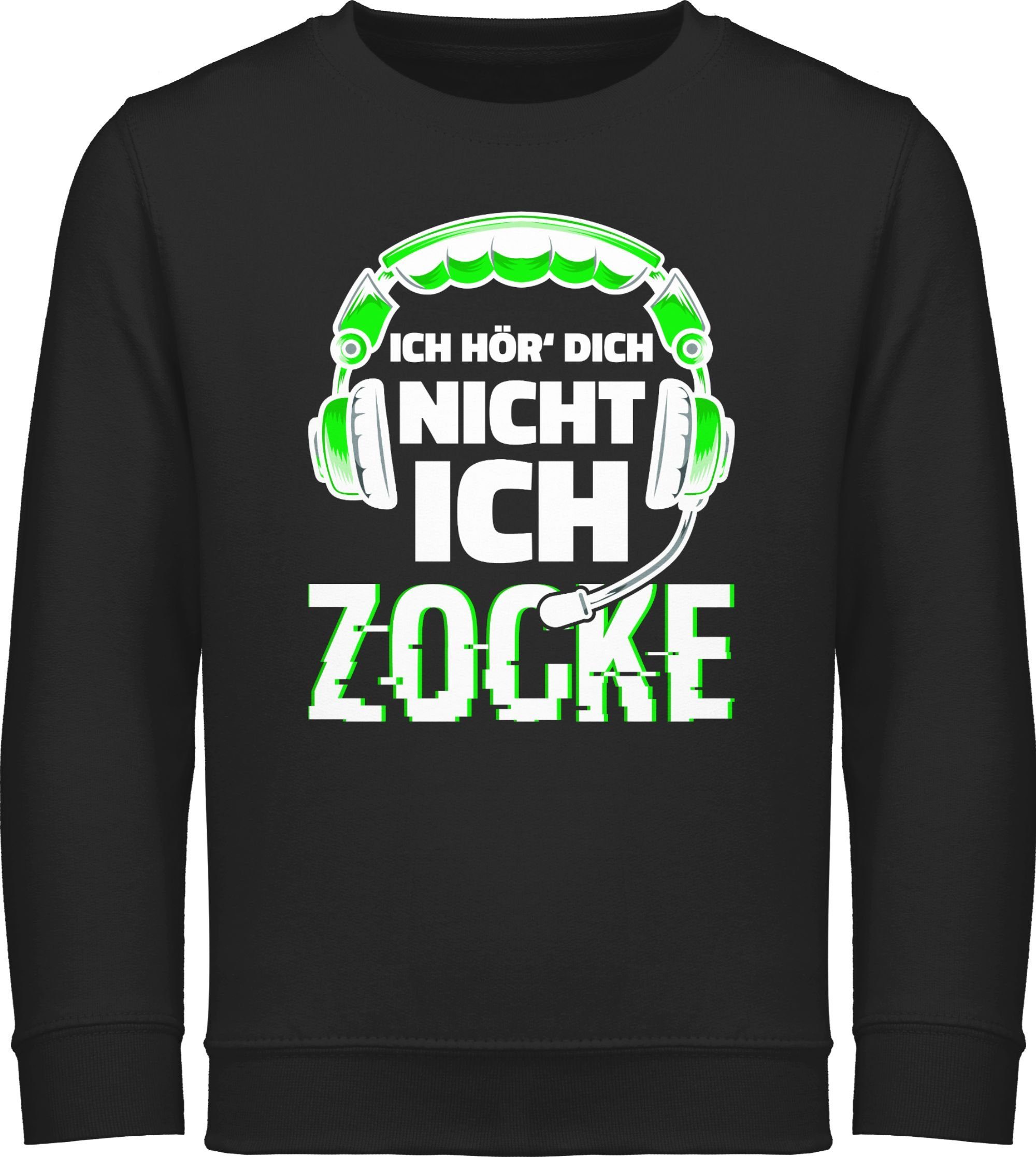 Sweatshirt Ich hör dich nicht ich zocke Headset Glitch Weiß Grün