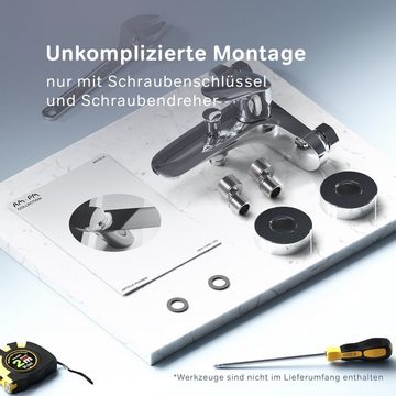 AM.PM Wannenarmatur Brausebatterie Badewannenarmatur Like Bad Armatur (mit Auslauf/ ohne Auslauf, Mischbatterie) Keramikkartusche 35mm, Mischbatterie Badewanne, Wasserhahn Bad