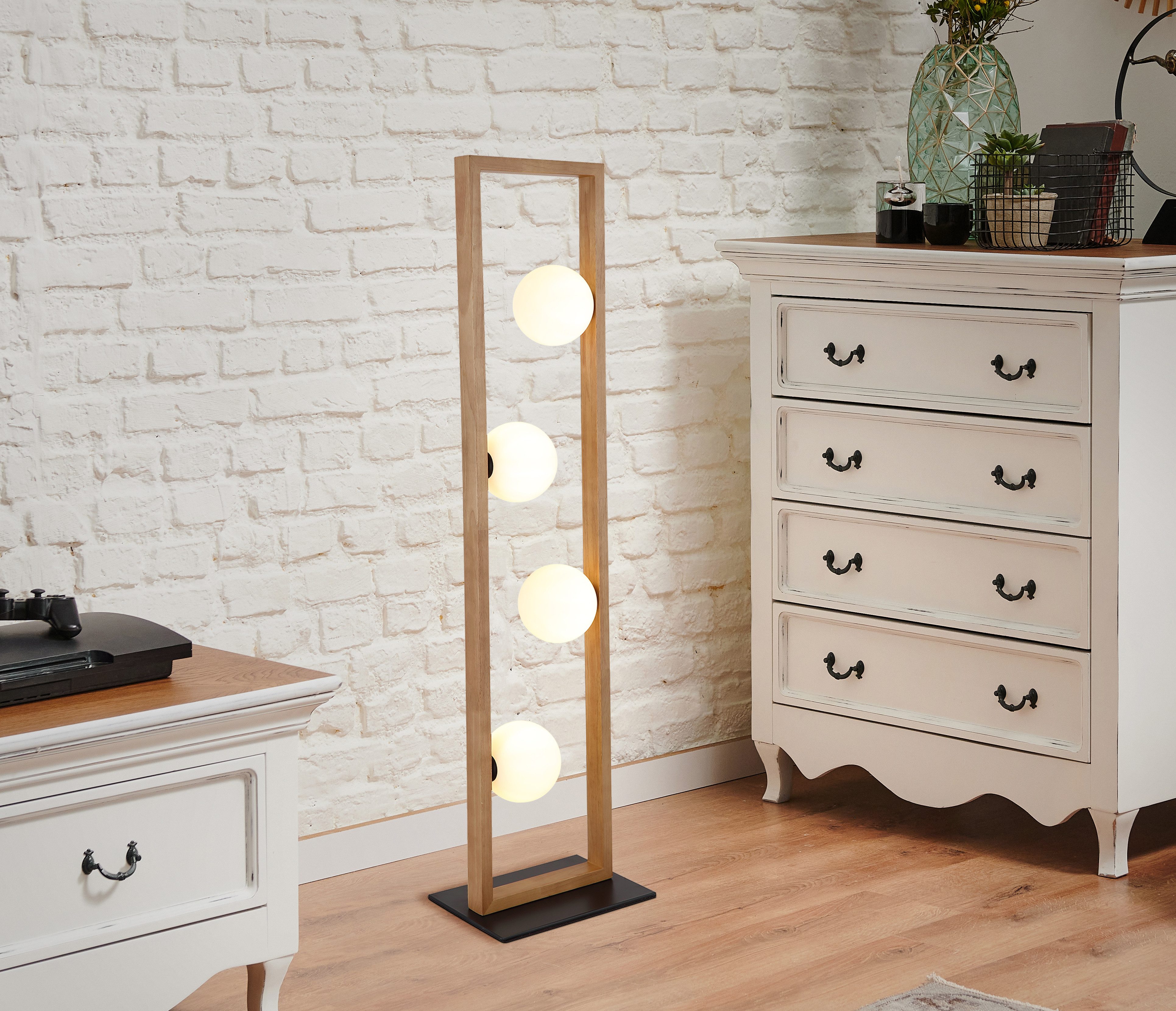 NOWA Stehlampe NANDA, ohne Leuchtmittel, Stehleuchte, Glaskugeln opal, Wohn günstig online kaufen