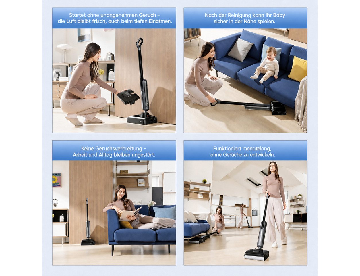 JONR Nass-Trocken-Akkusauger H2/H2 PRO,20000 Pa,Innovatives Geruchsfreies Design, 1500ml Wassertank, 100 W, Unten Integrierter Schmutzwassertank, Saugwischer Smart 3 in 1/ Nass Trockensauger akk, Badezimmer-Modus, 180°-Flachreinigung