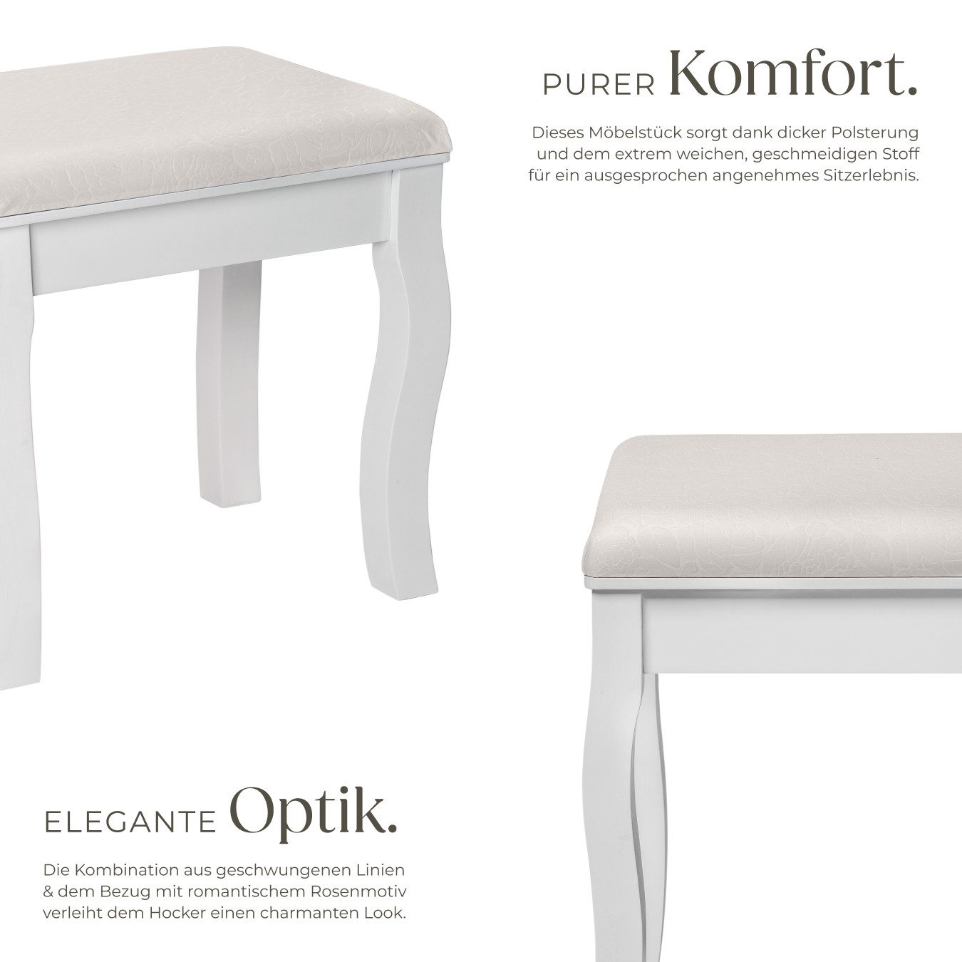 tectake Sitzhocker Schminkhocker, Vintage