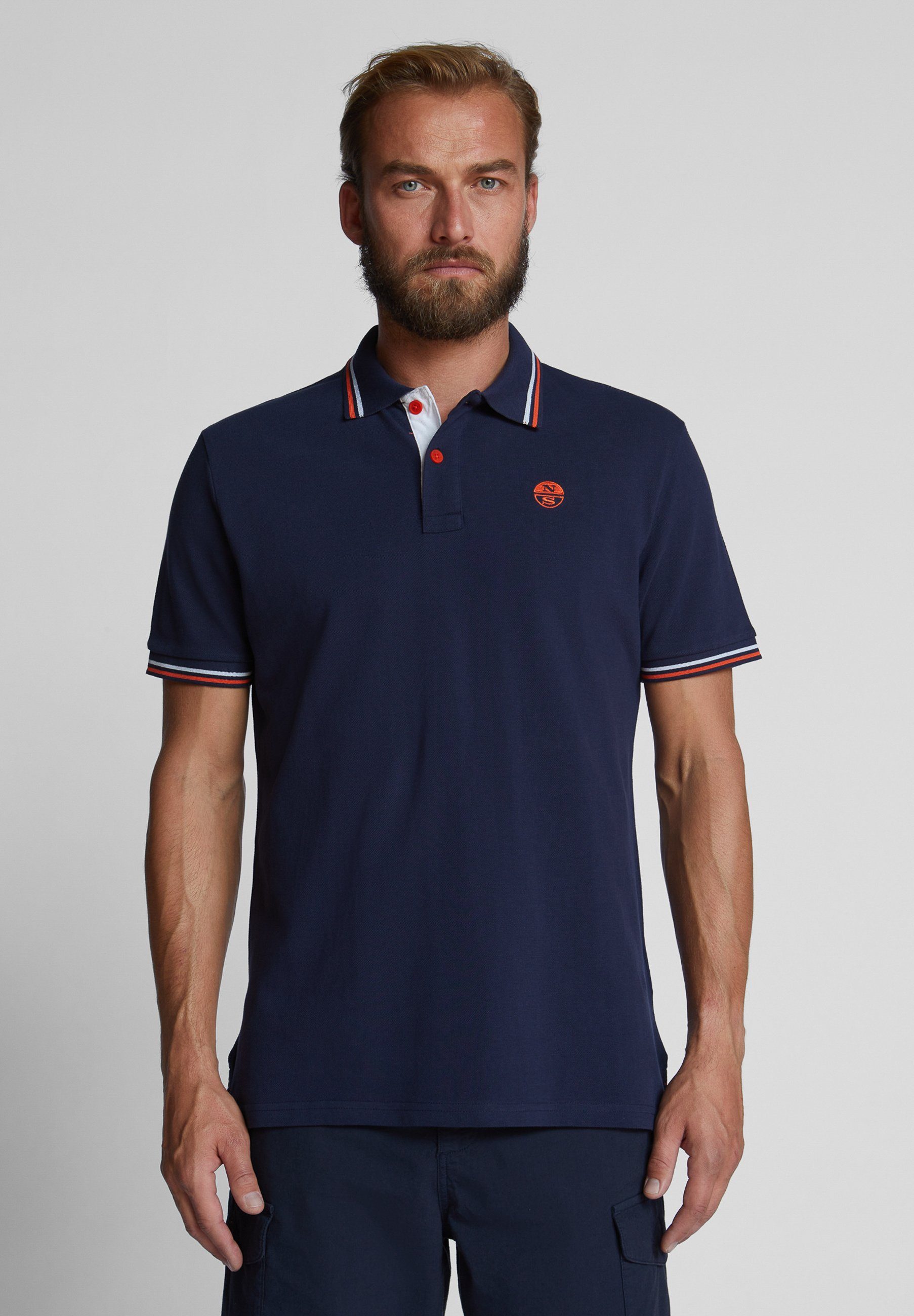 North Sails Poloshirt Polo mit MARINEBLAU Kontrastbesatz