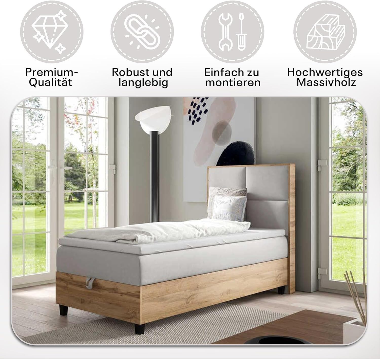 Best for Home Boxspringbett Trinity K-2 Plate Boxspringbett Single mit Bett günstig online kaufen