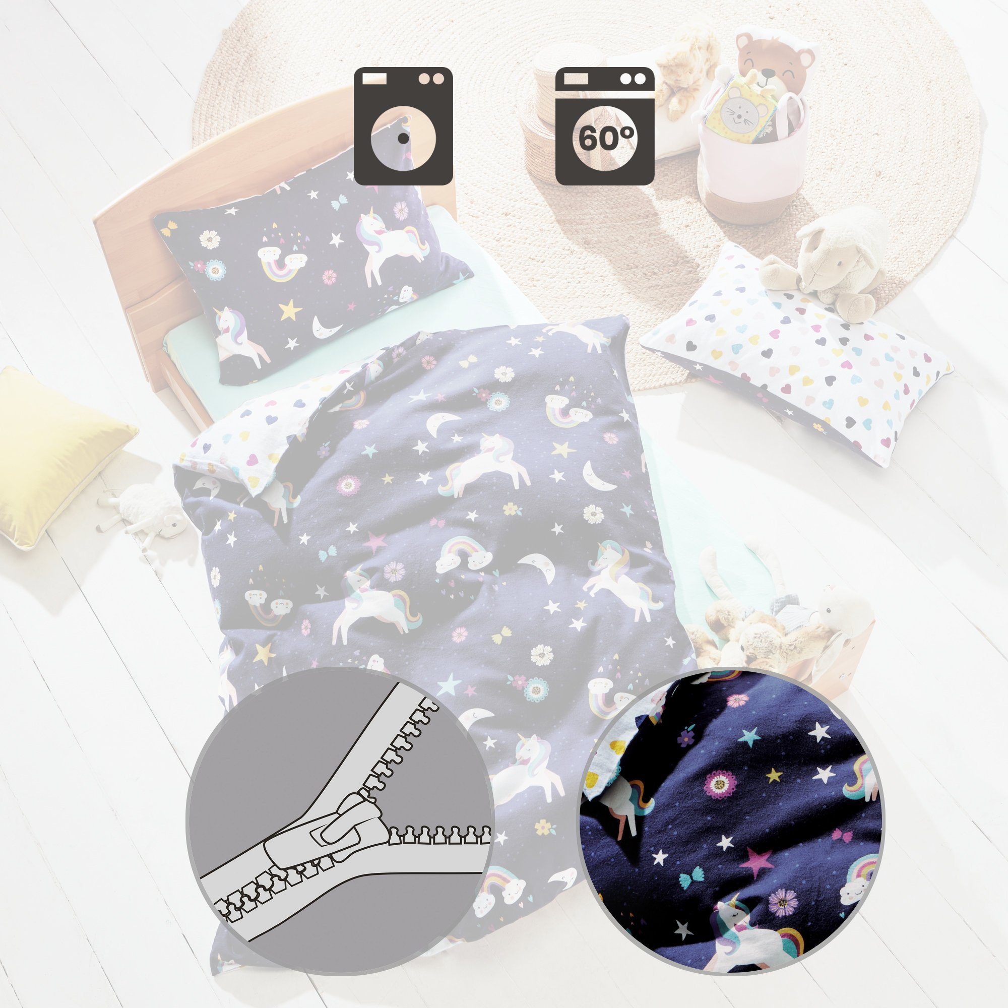 Erwin Müller Kinderbettwäsche Kinder-Wendebettwäsche, Baumwolle, Blumen