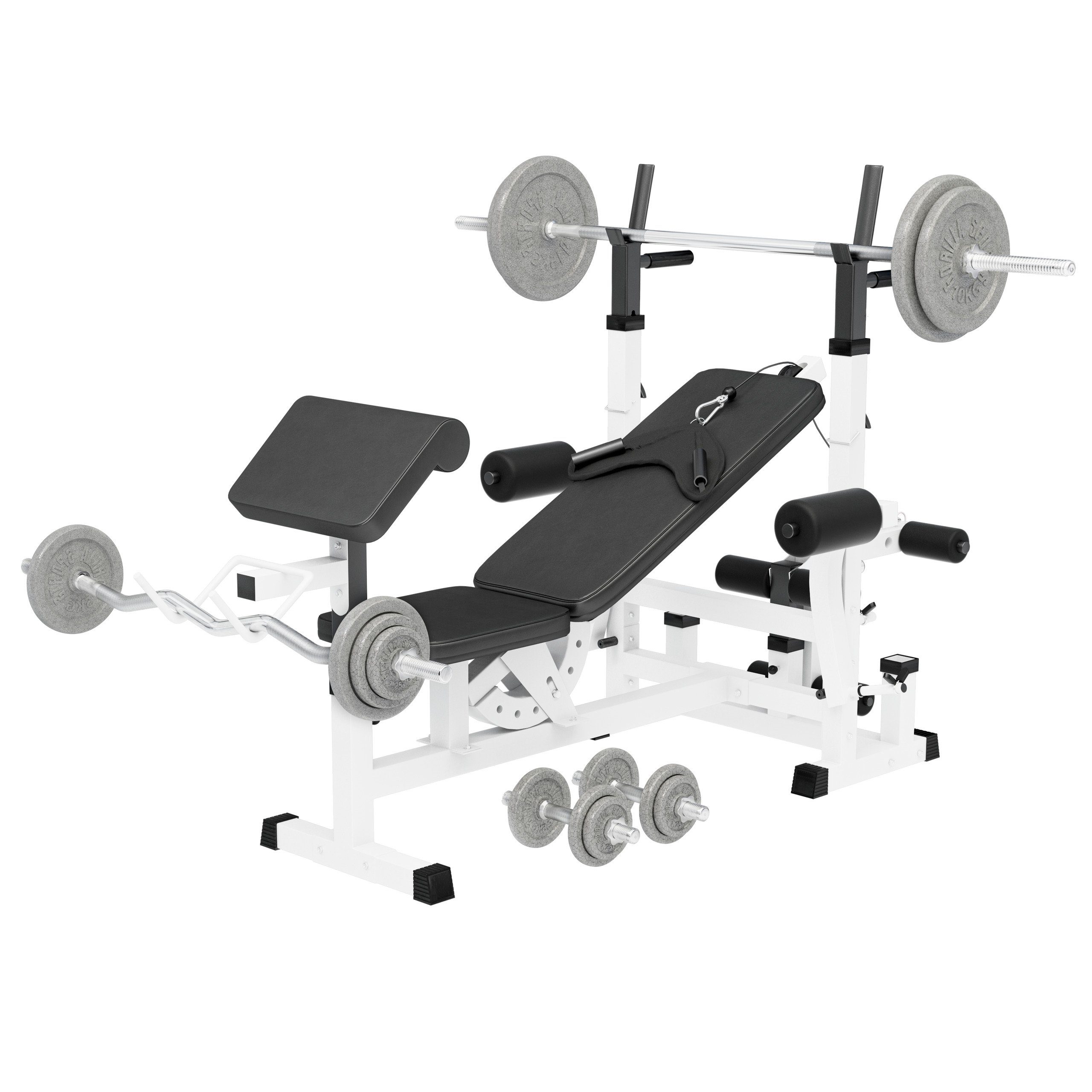 Kraftstation Kraftstation Universal inkl. 108 kg Gusseisen Set Weiß und Schwarz