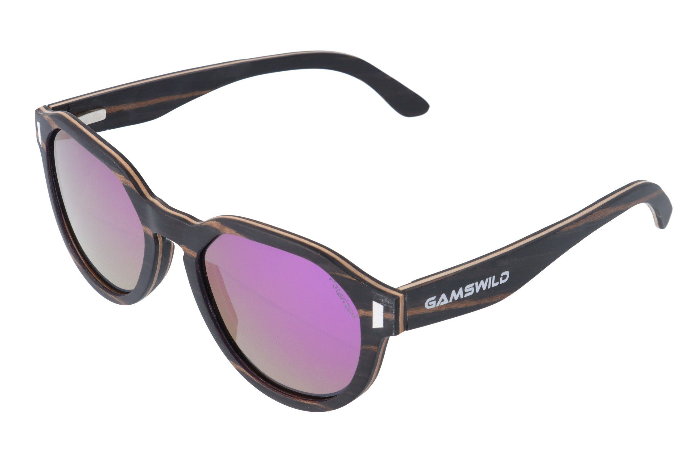 Gamswild Sonnenbrille WM0013 GAMSSTYLE Holzbrille Brille Damen Herren Unisex, polarisierte Gläser in braun, grau, lila