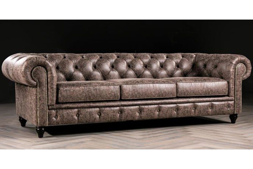 JVmoebel Sofa Luxus moderne braune Chesterfield Couch stilvoller Dreisitzer Neu, Made in Europe
