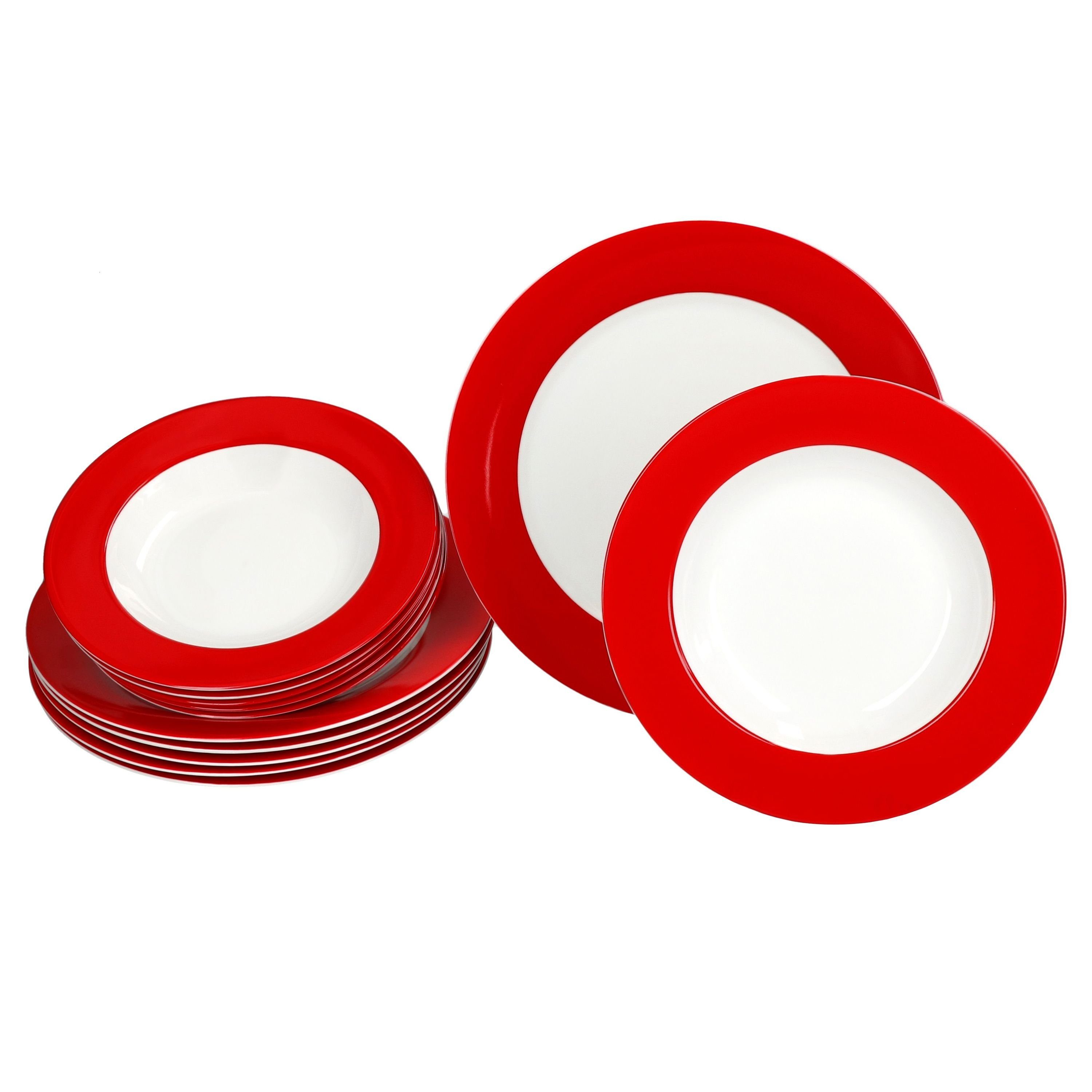 MamboCat Столовый сервиз 12tlg Столовый сервиз Variant Rot Porzellan 6 Personen, Porzellan