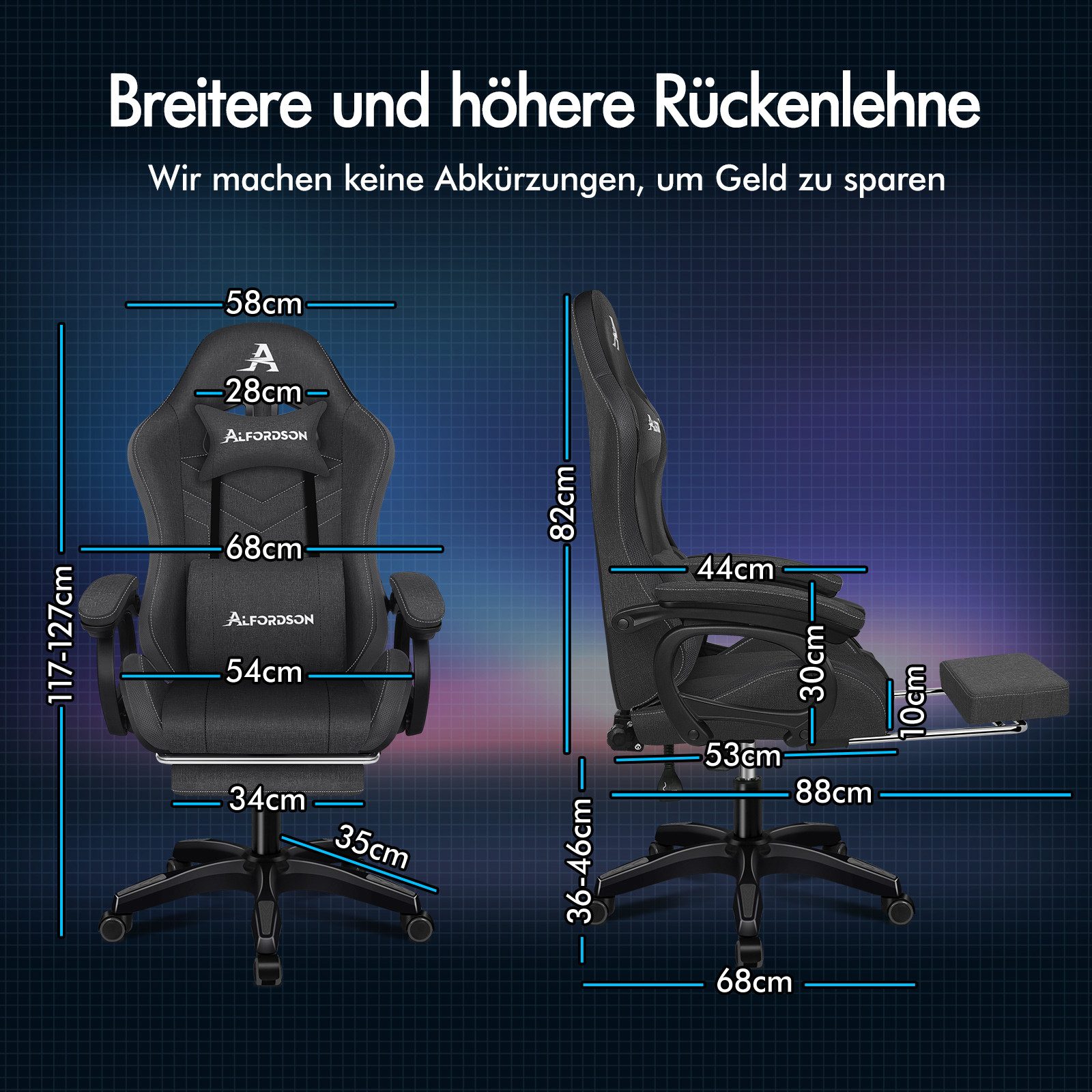 ALFORDSON Gaming-Stuhl mit 8-Punkt-Massagefunktion, mit RGB-Beleuchtung, günstig online kaufen