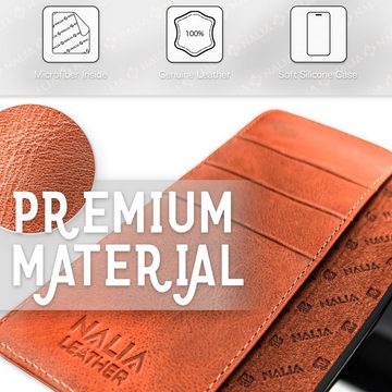 Nalia Flip Case Samsung Galaxy S23 Ultra, Echt Leder Flip Case Hülle / Magnetverschluss / Premium Leather Case