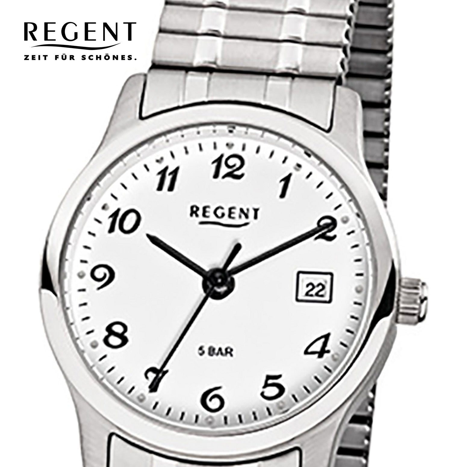 (ca. Herren-Armbanduhr Quarzuhr Damen, Regent Damen Edelstahlarmband 27mm), klein Armbanduhr Herren Regent silber, rund,