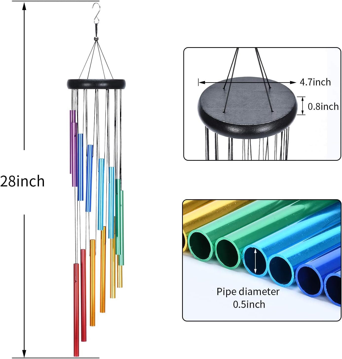FELIXLEO Windspiel windspiele für draußen, 72cm Memorial Windspiele mit Haken