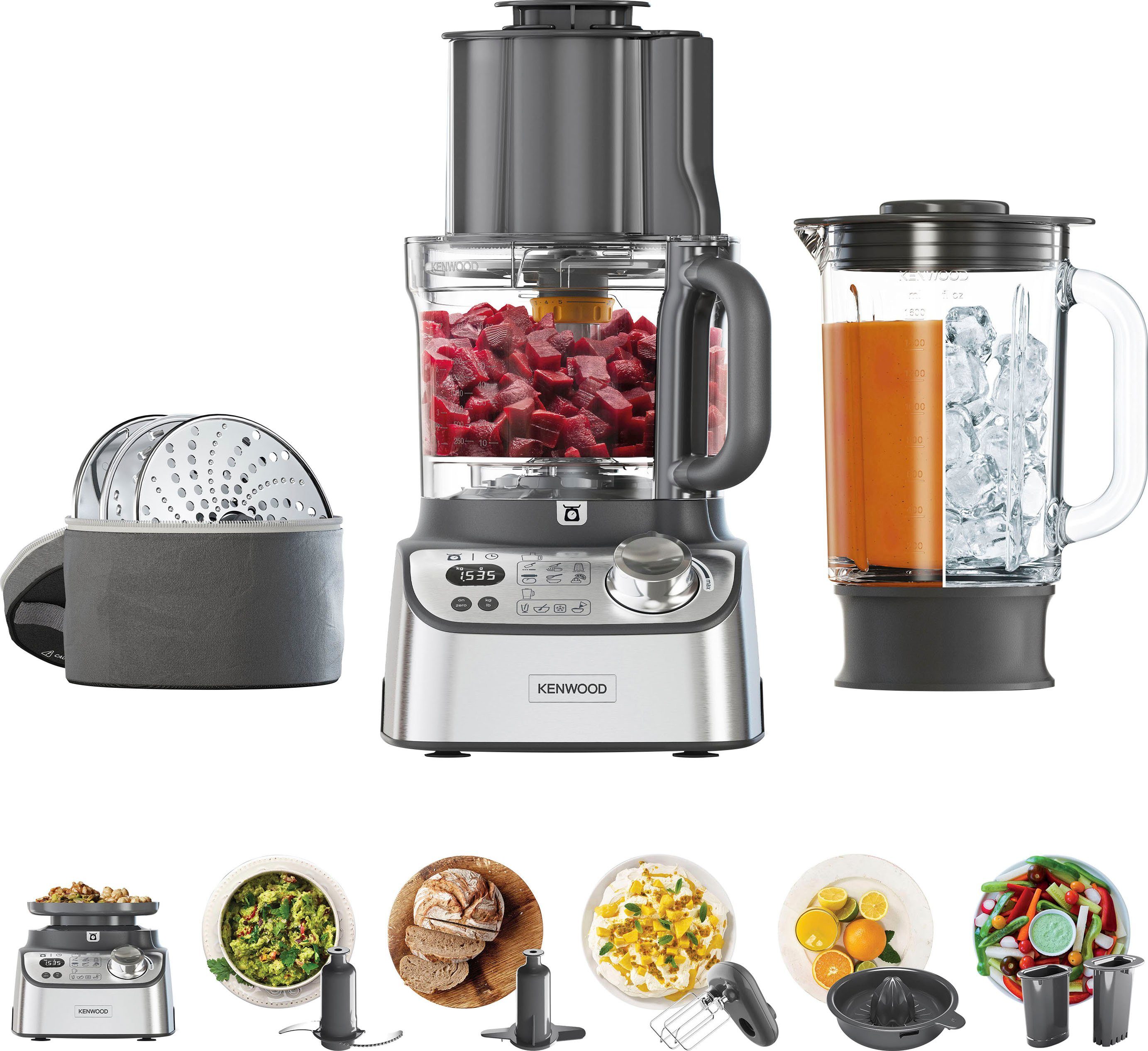 KENWOOD Küchenmaschine FDM72.990SS Multipro XL Weigh+, 1000 W, 3 l Schüssel, 1000 Watt, 3 l Arbeitsbehälter, Autograph Collection