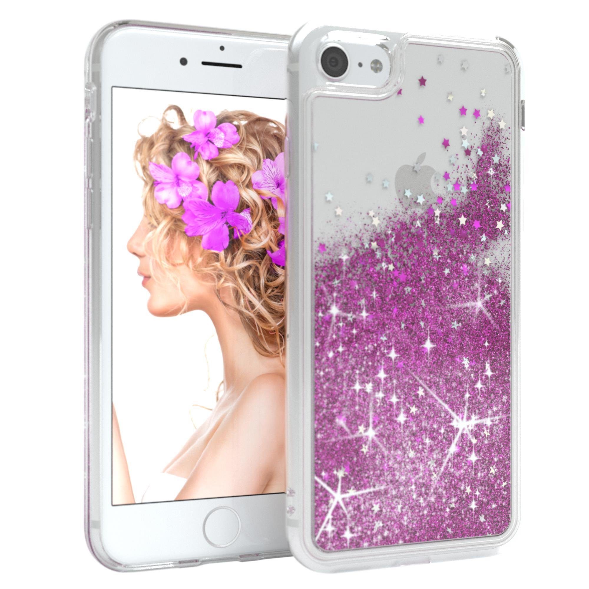 EAZY CASE Handyhülle Glittery Case für iPhone SE 2022/2020 iPhone 8/7 4,7 Zoll, Bumper Case Back Cover Glitter Glossy Handyhülle Etui Violett Lila