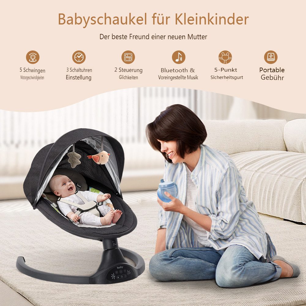 Insma Babywippe, elektrisch Babyschaukel bluetooth Musik 5 Gang 0-12 Monat günstig online kaufen