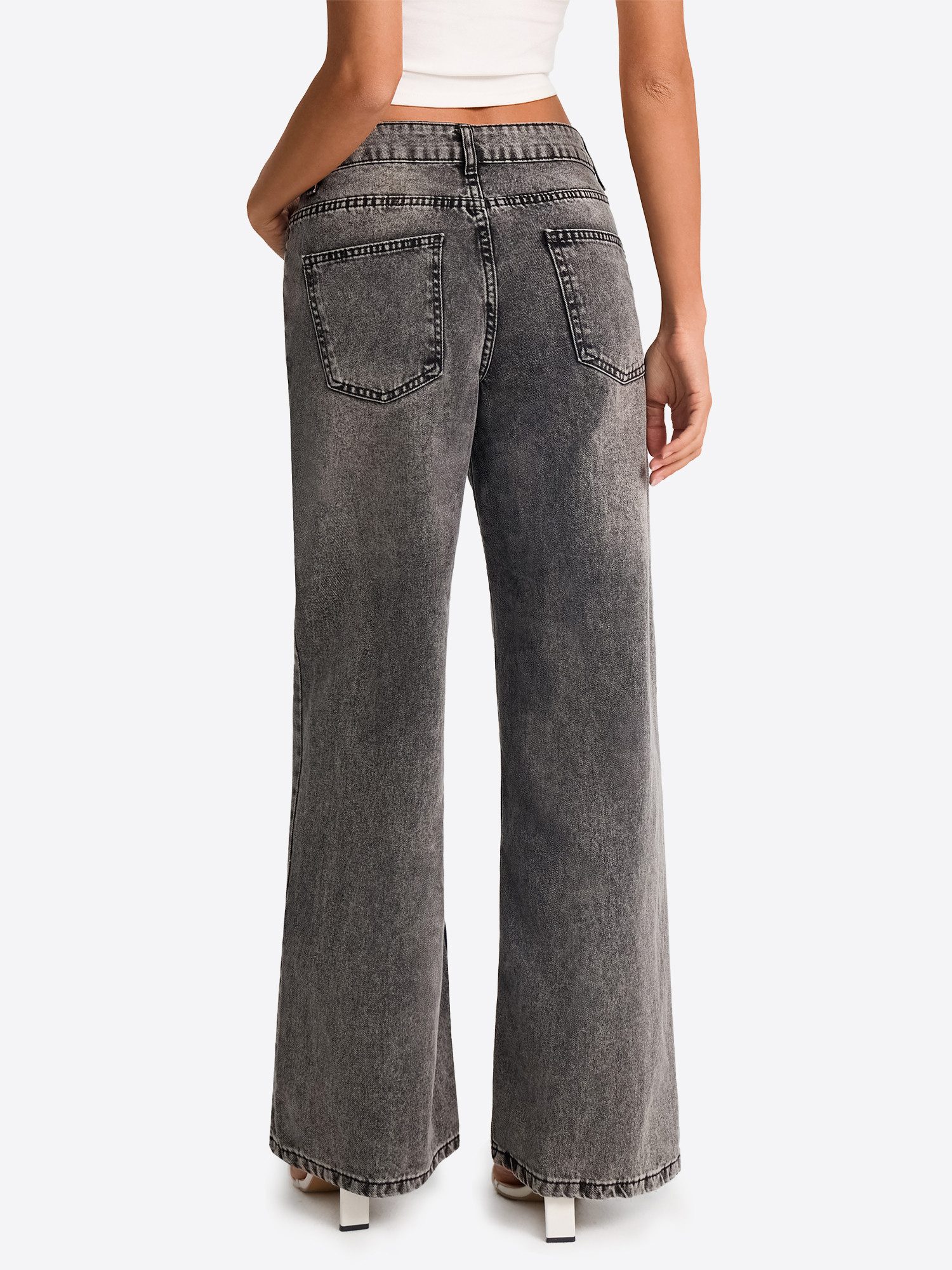Imily Bela Gerade Jeans Damen Straight Fit Jeans im Five-Pocket Style (Packung, 1-tlg., 1per-Pack) Verlaufsfärbung