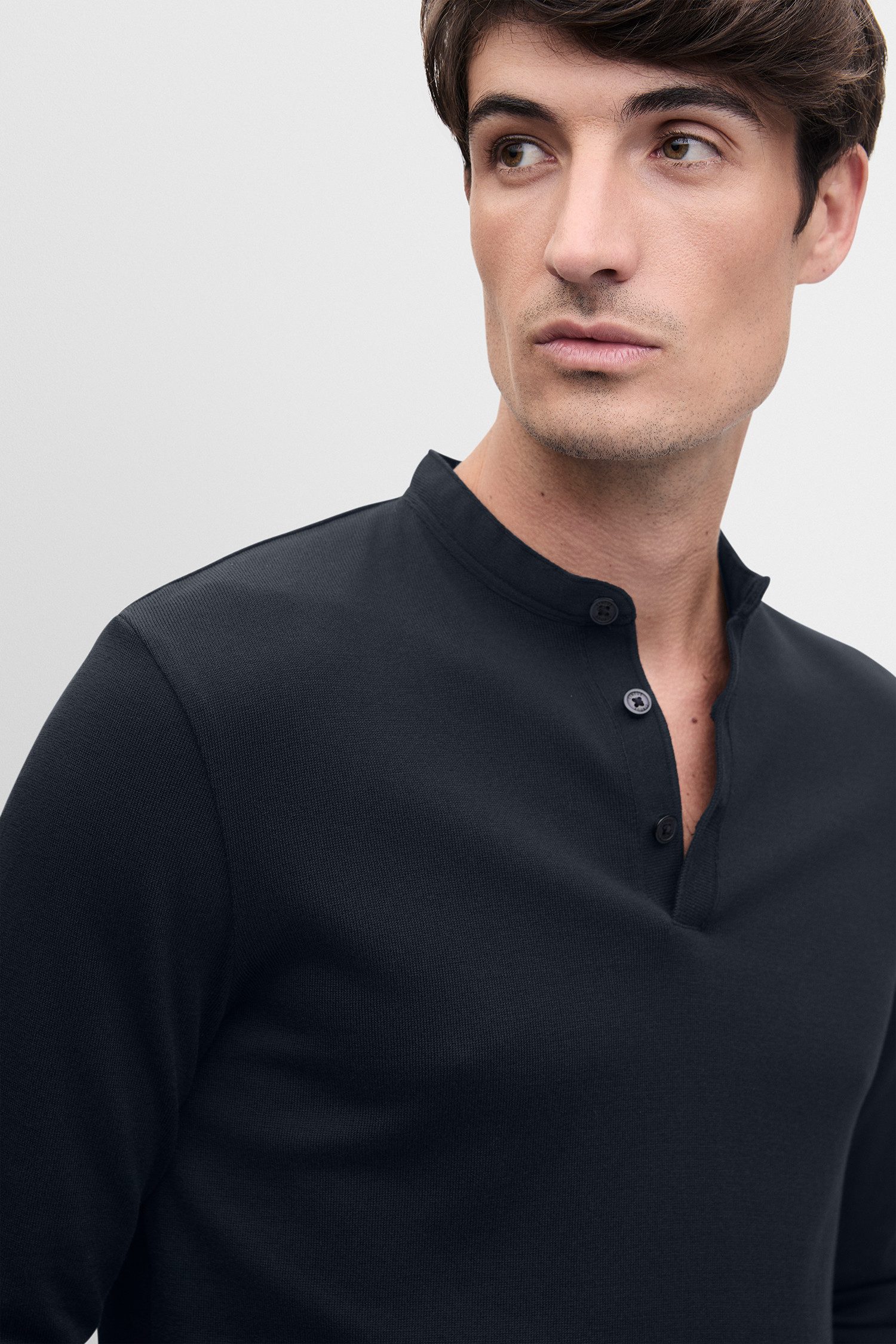 Cinque Langarmshirt CIBADO Stehkragen, Slim Fit, reine Baumwolle