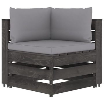 vidaXL Gartenlounge-Set 3-Sitzer Outdoor-Sofa mit Kissen Grau Imprägniertes Kiefernholz