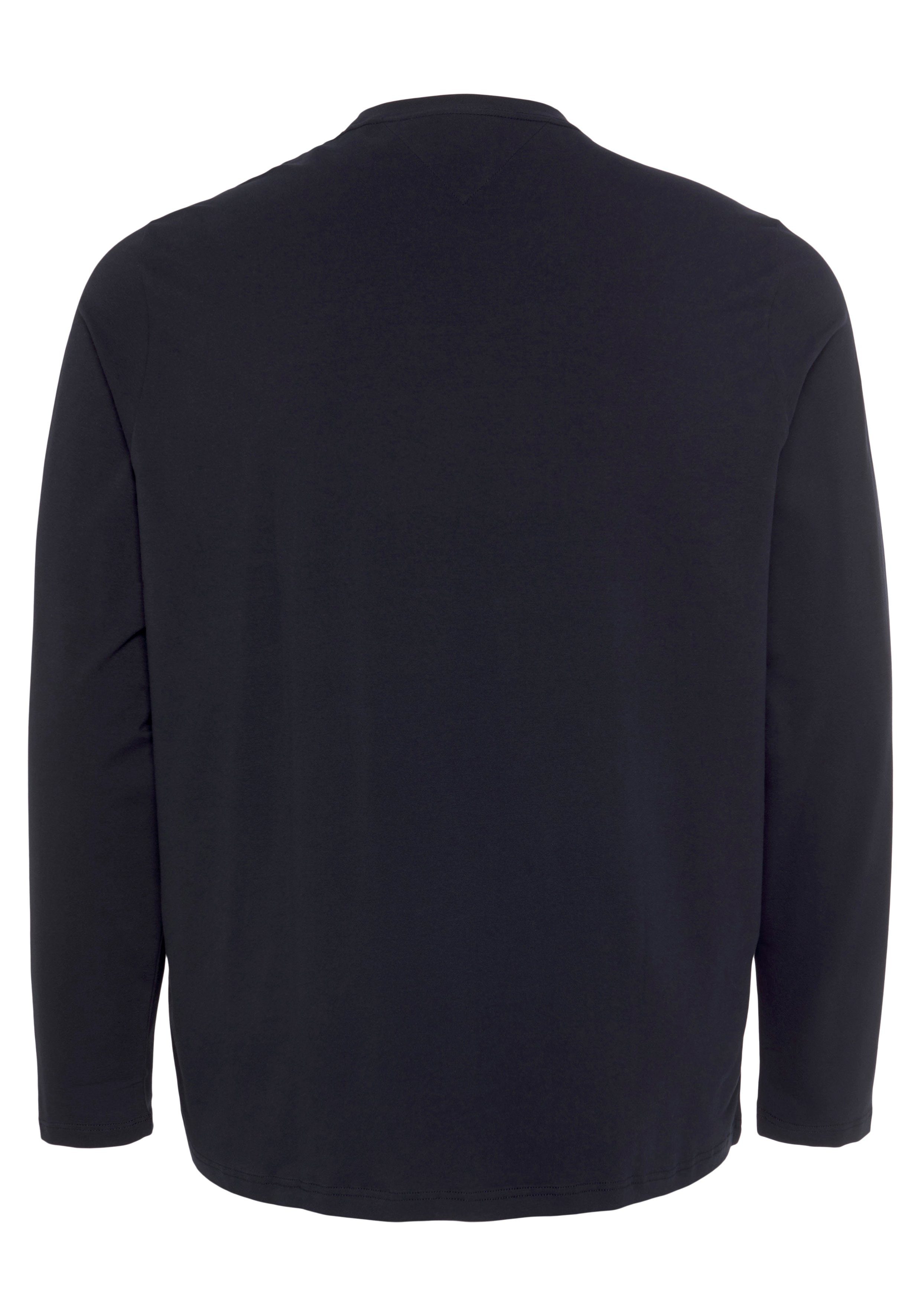 Tommy Hilfiger Big & Tall Longsleeve BT-STRETCH SLIM FIT TEE-B mit Rundhals und Logo unifarben, casual, slim fit, Baumwollmix, Rundhals, große Größen