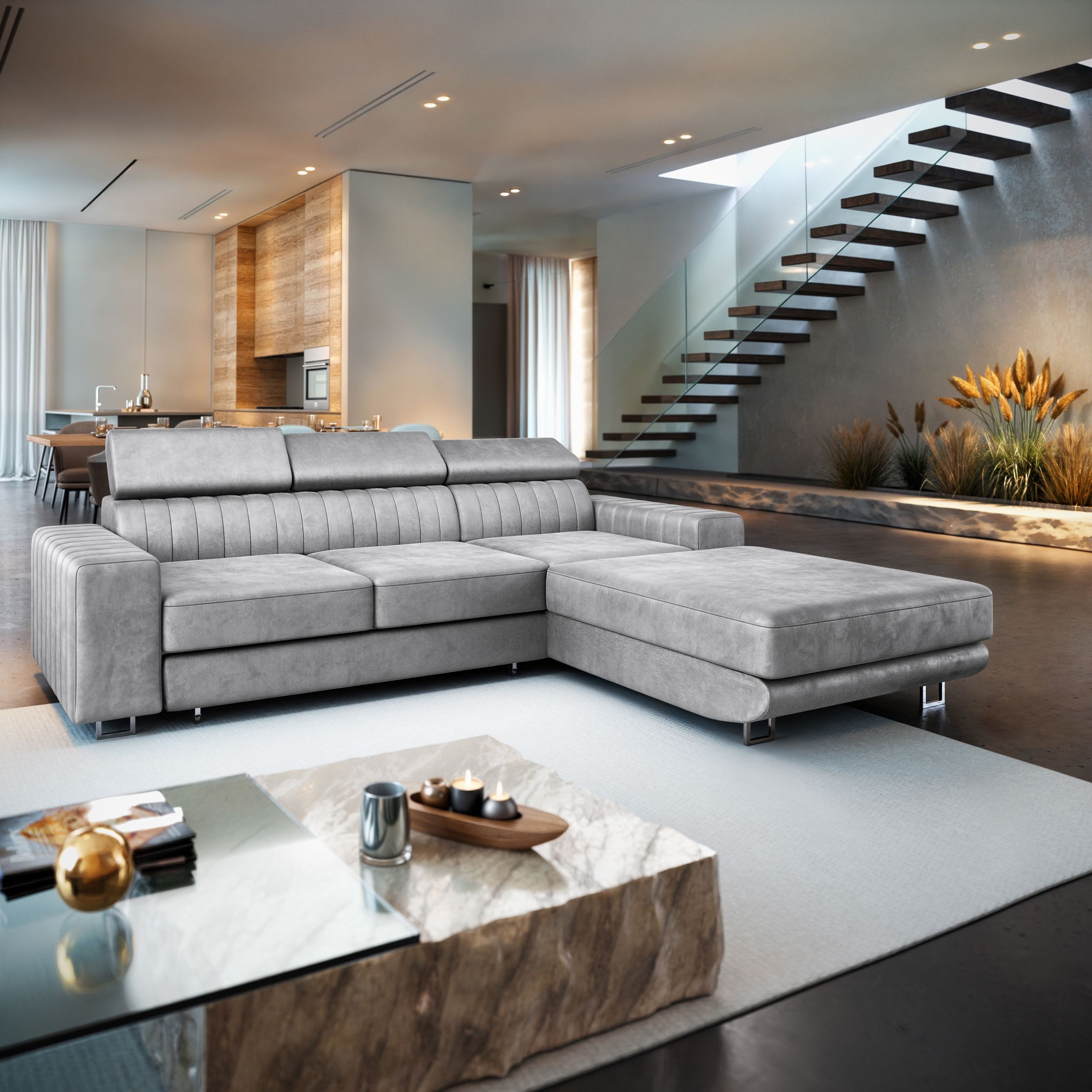 Masseno Ecksofa NOTO mit Schlaffunktion L-Form, Sofa mit Bettkasten günstig online kaufen