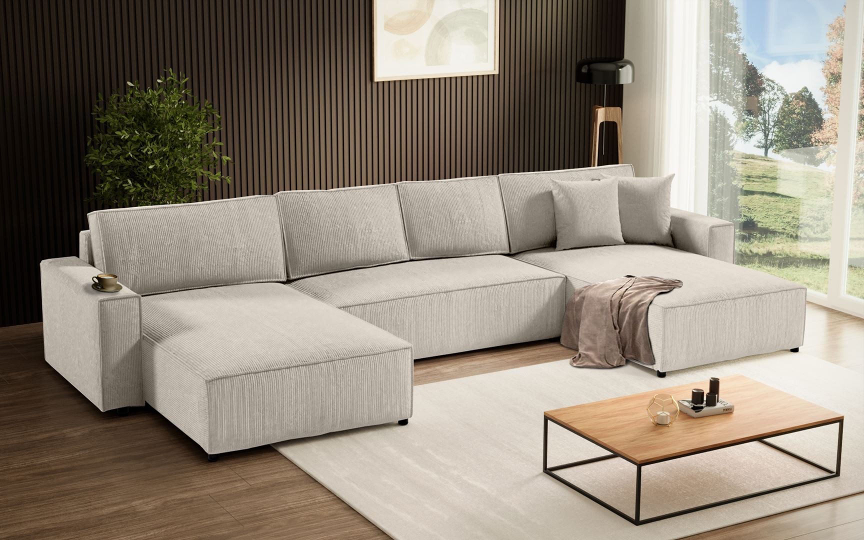 Beautysofa Ecksofa U-Form Parys, mit Schlaffunktion, günstig online kaufen