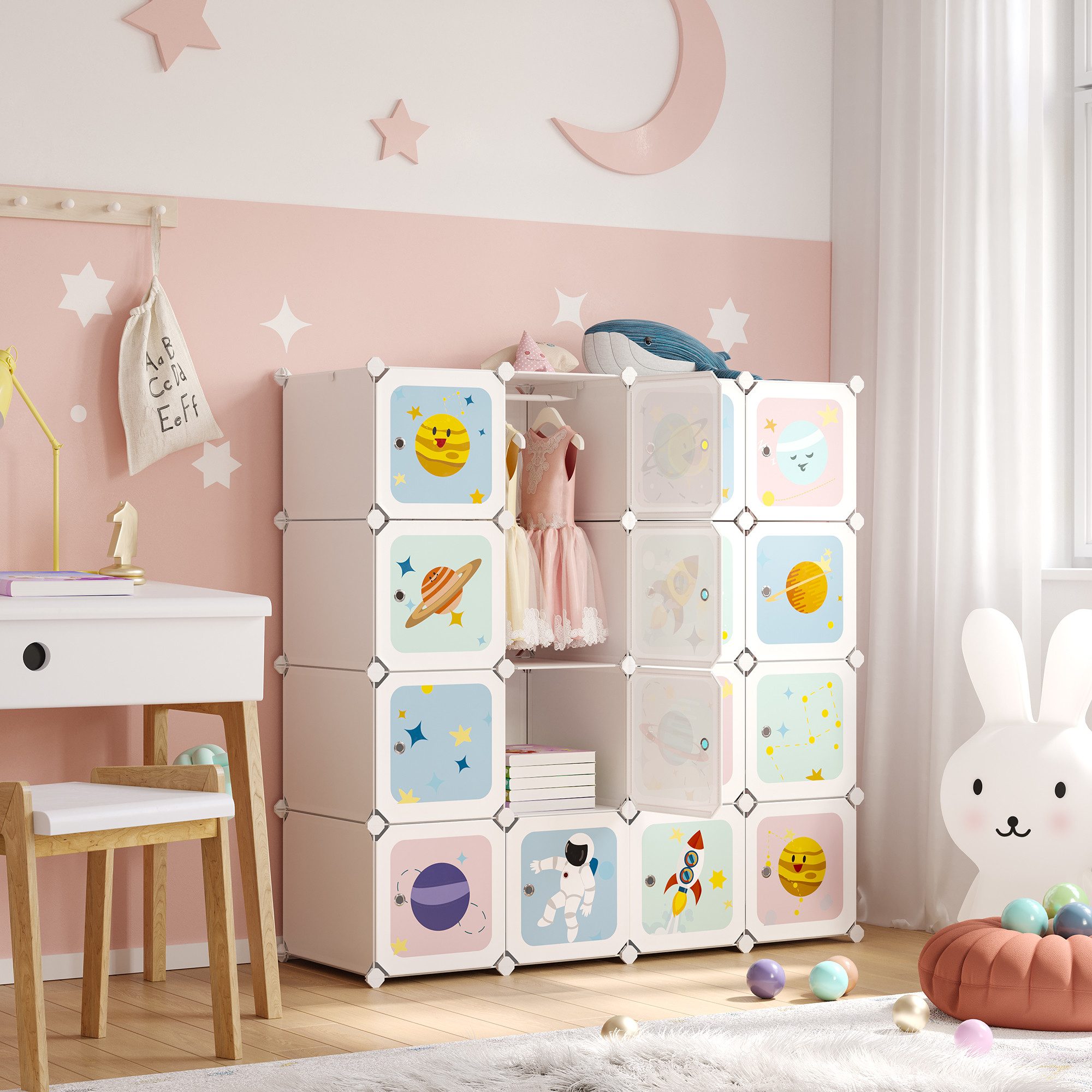 SONGMICS Kinderkleiderschrank Kinderregal Schuhregal aus Kunststoff, günstig online kaufen