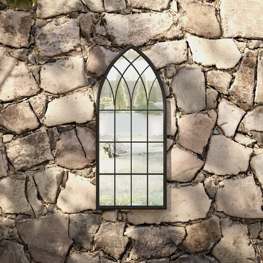 furnicato Wandspiegel Gartenspiegel aus Eisen mit Rosteffekt 70 x 30 cm Schwarz (1-St)