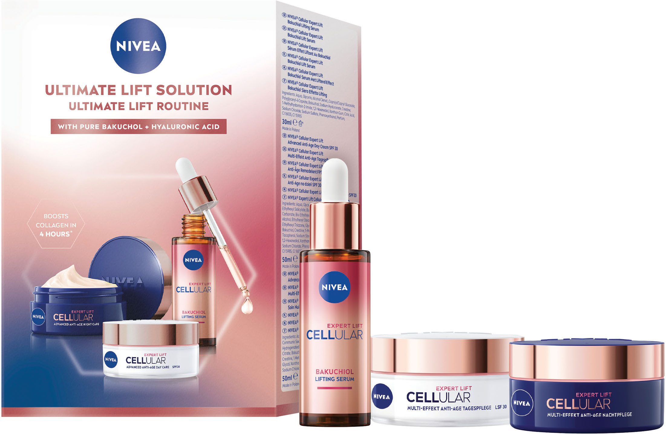 Nivea Gesichtspflege-Set NIVEA CELLULAR Expert Lift Routine Set Set, 3-tlg.