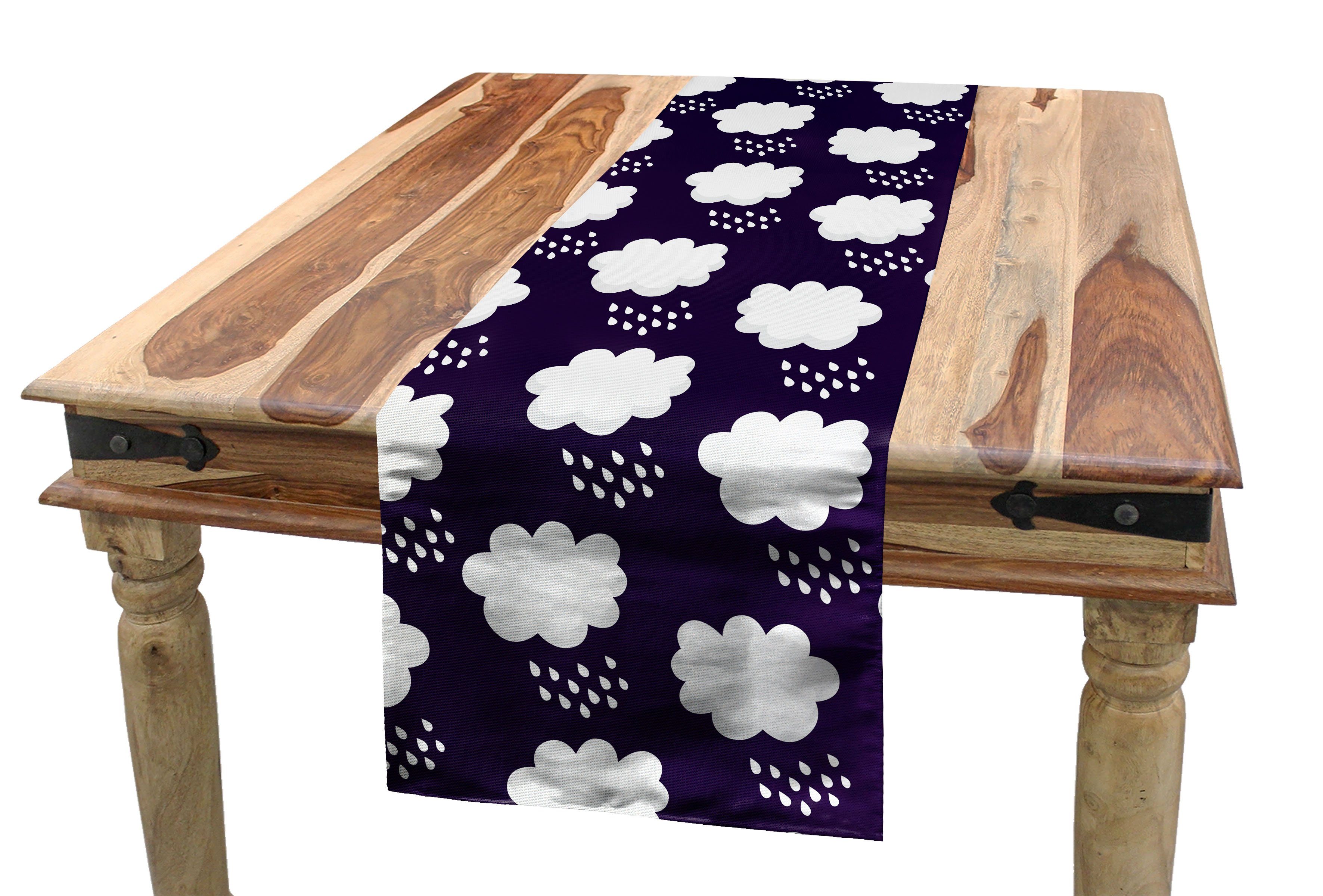 Dekorativer Tischläufer, Kumulus-Wolken Abakuhaus Raining Regen Esszimmer Tischläufer Rechteckiger Küche