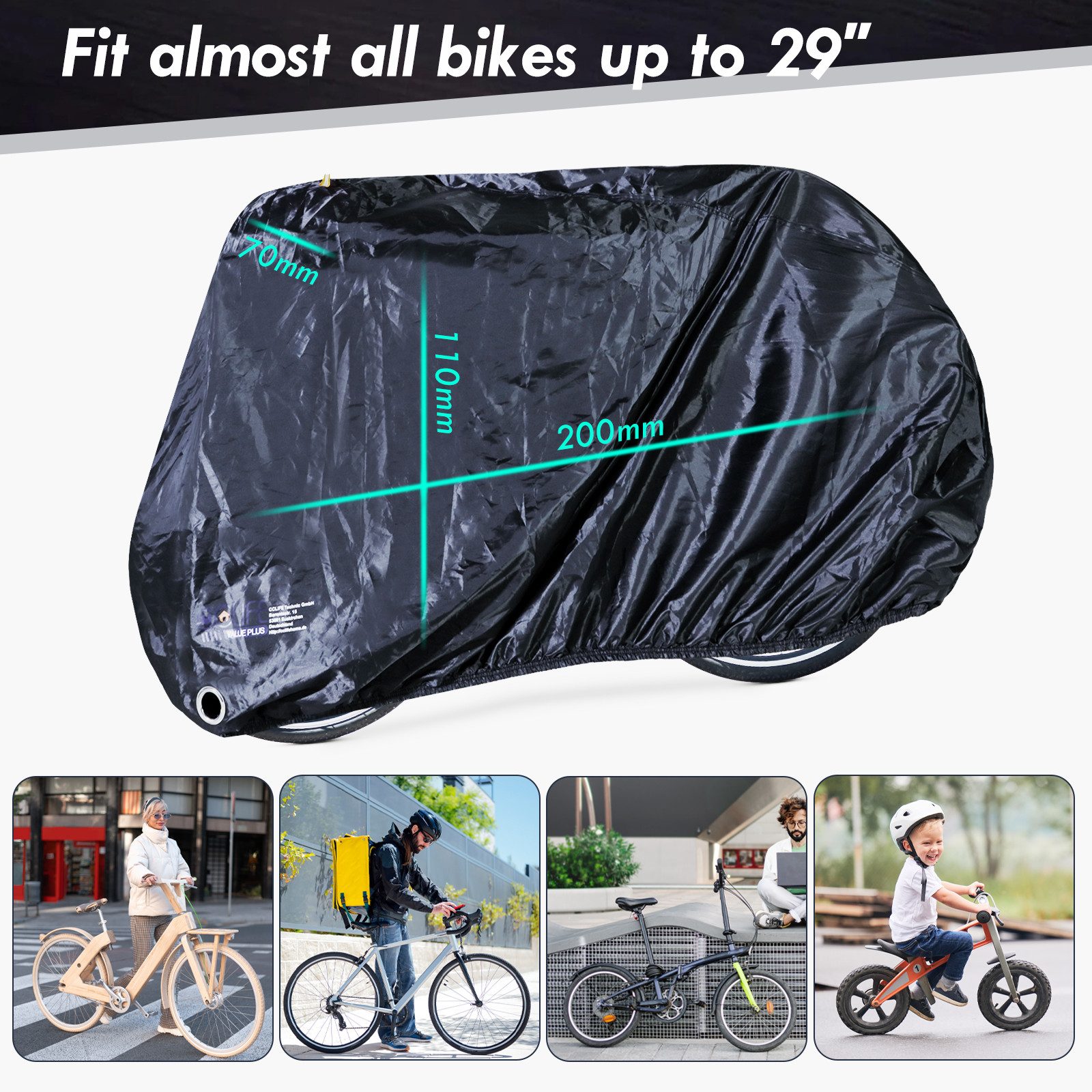 CCLIFE Fahrradschutzhülle Fahrradabdeckung Fahrradgarage 210D Oxford-Gewebe