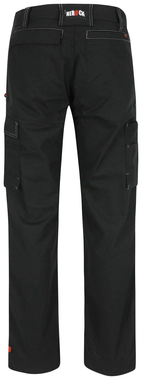 Herock Arbeitshose Multi-pocket, wasserabweisend SOCRES 2-Wege-Stretch, schwarz beschichtet, bequem