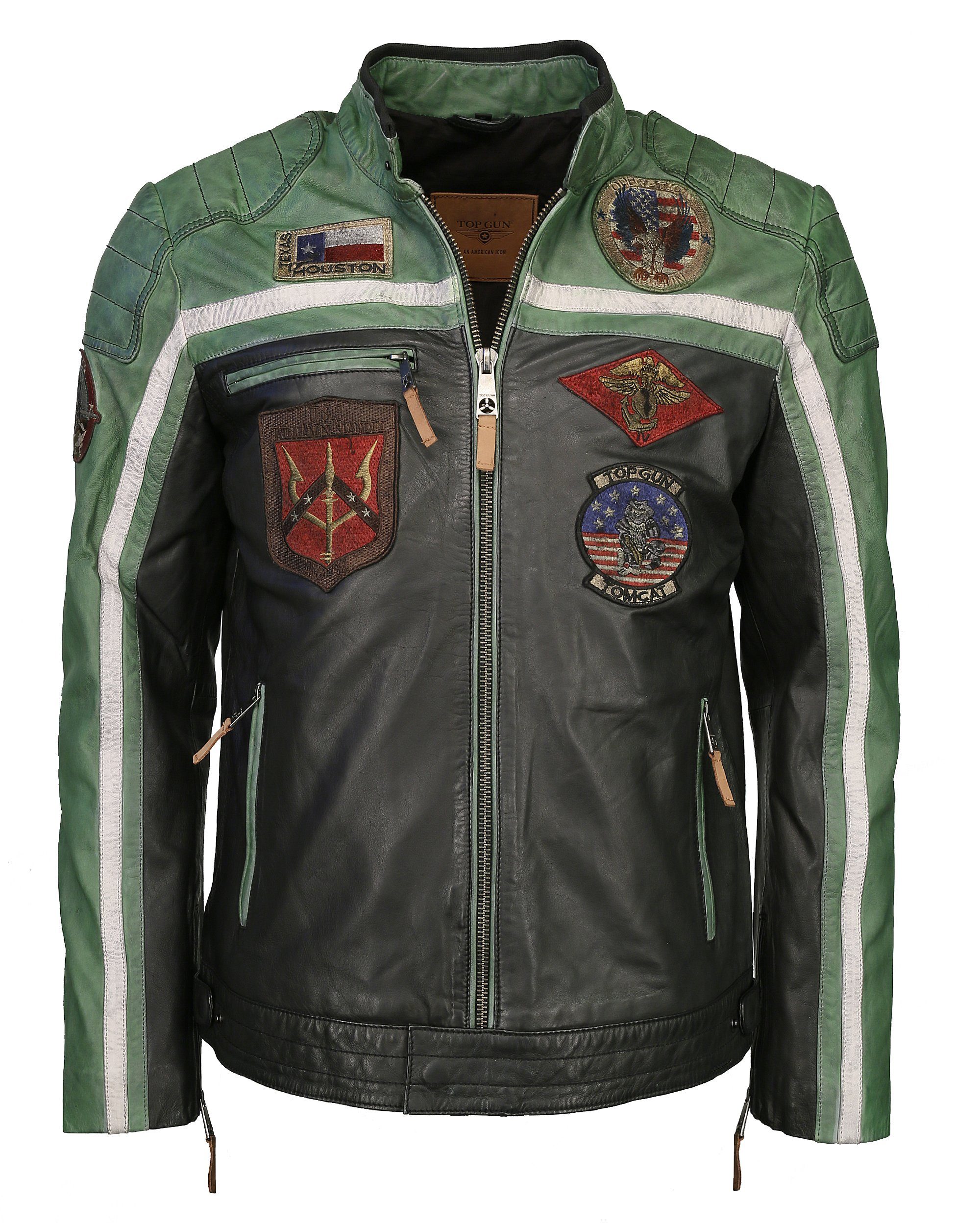 TOP GUN Lederjacke TGJ1005 black/green/creme