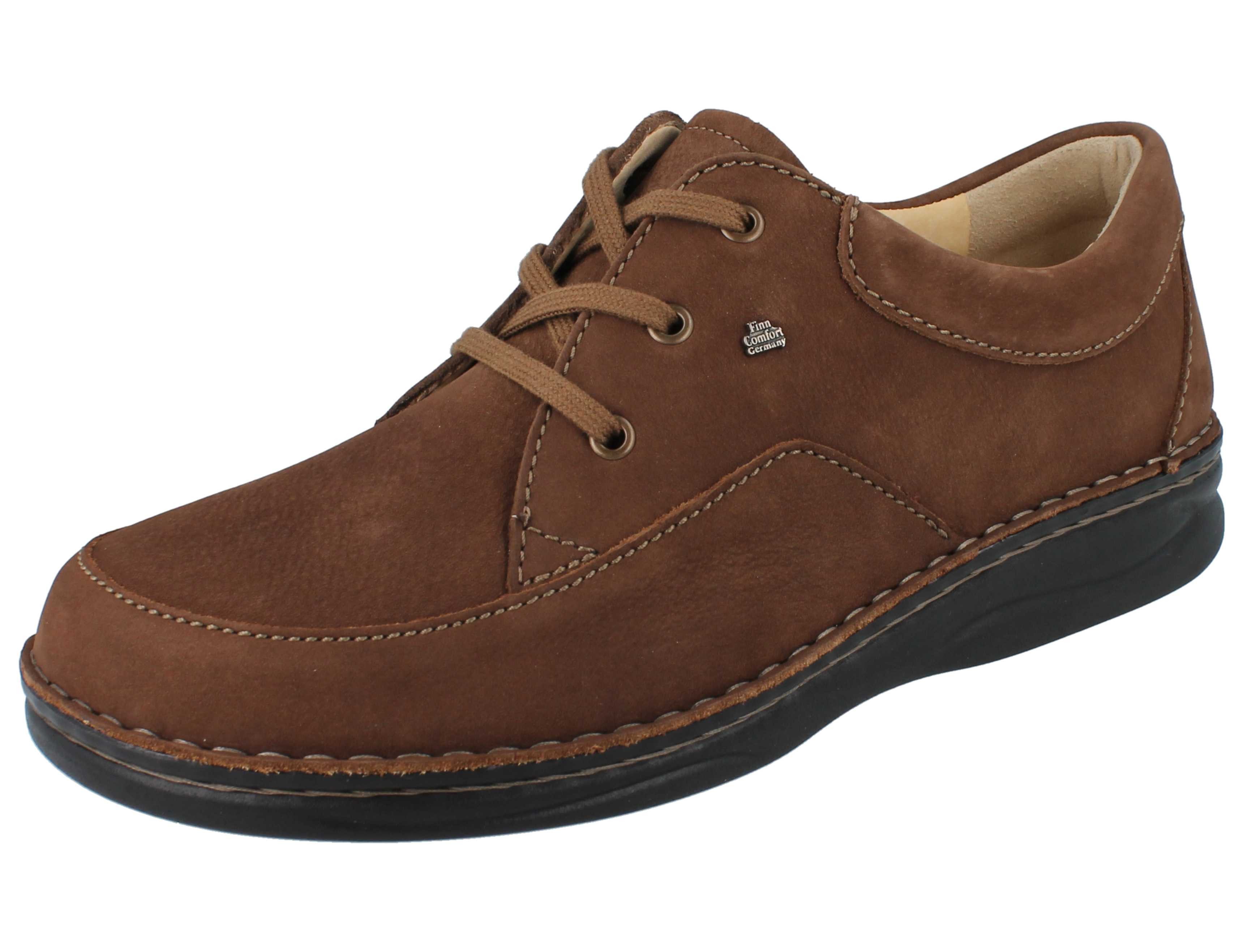 Finn Comfort FINN COMFORT Bagan Herren Schnürhalbschuhe braun Nubukleder - Größe: Schnürschuh