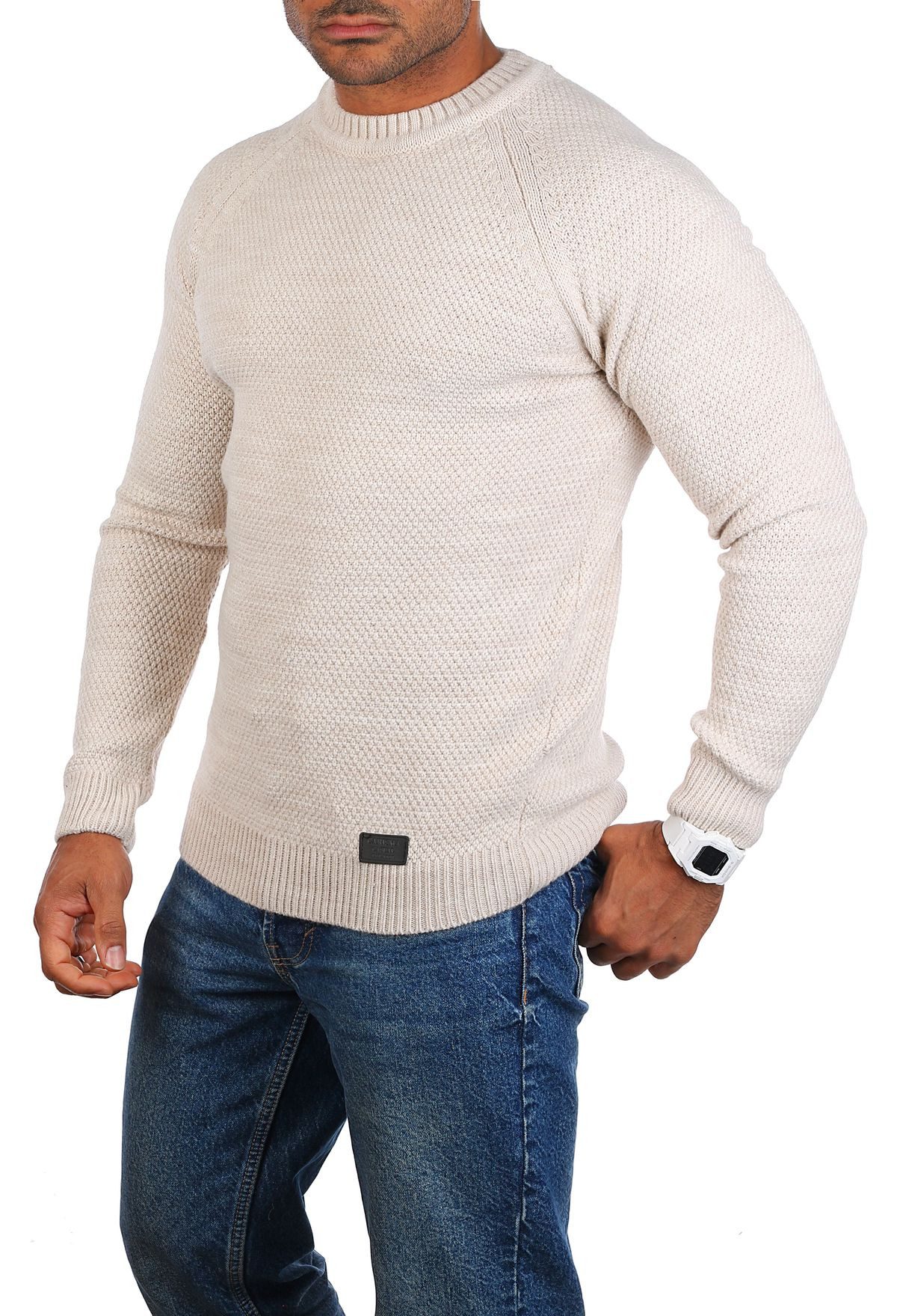 CARISMA Strickpullover Herren mittelgrob gestrickt einfarbig klassisch trendiger Strick 7945