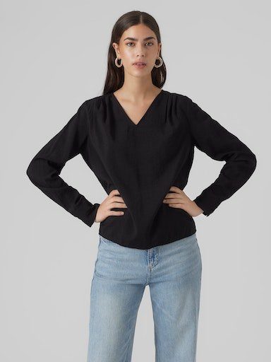 Langarmbluse VMLENA LS PLEAT TOP WVN NOOS