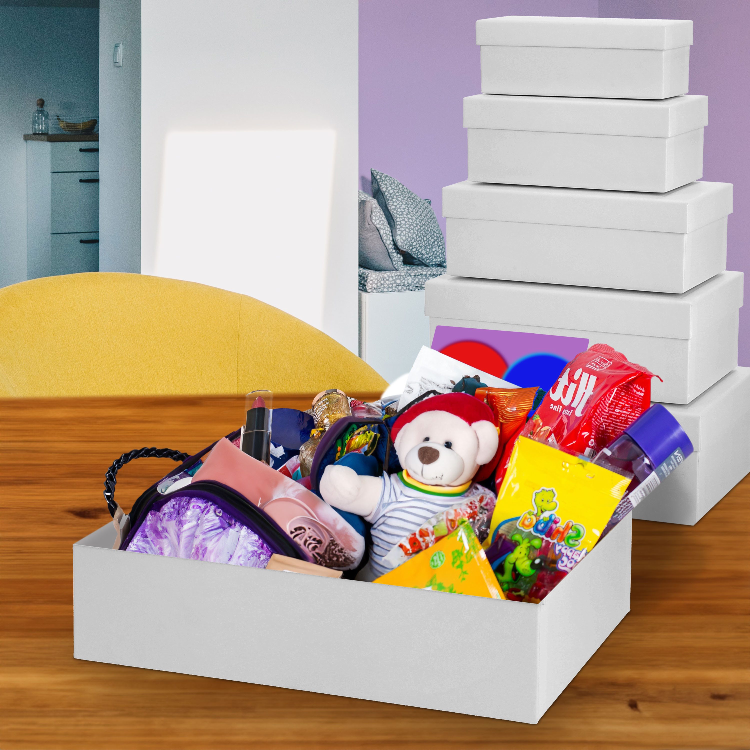 CEPEWA Aufbewahrungsbox Boxenset 6er Set weiß 6 Größen Karton Schachteln Boxen Geschenk – Bild 3 von 5
