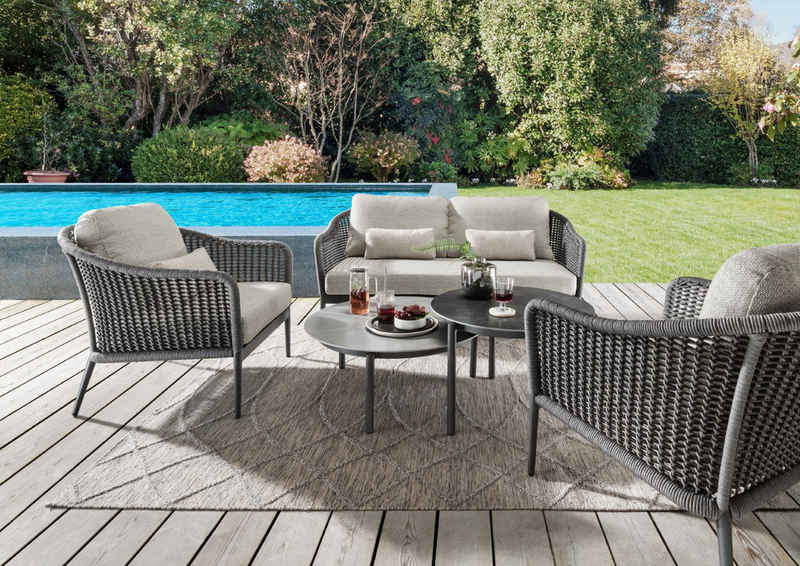 bene living Gartenlounge-Set Santander Aluminium - Rope Grey, (Gartenmöbelset, 5-tlg), gesinterter Stein (Keramik) - Garten, Terrasse und Balkon