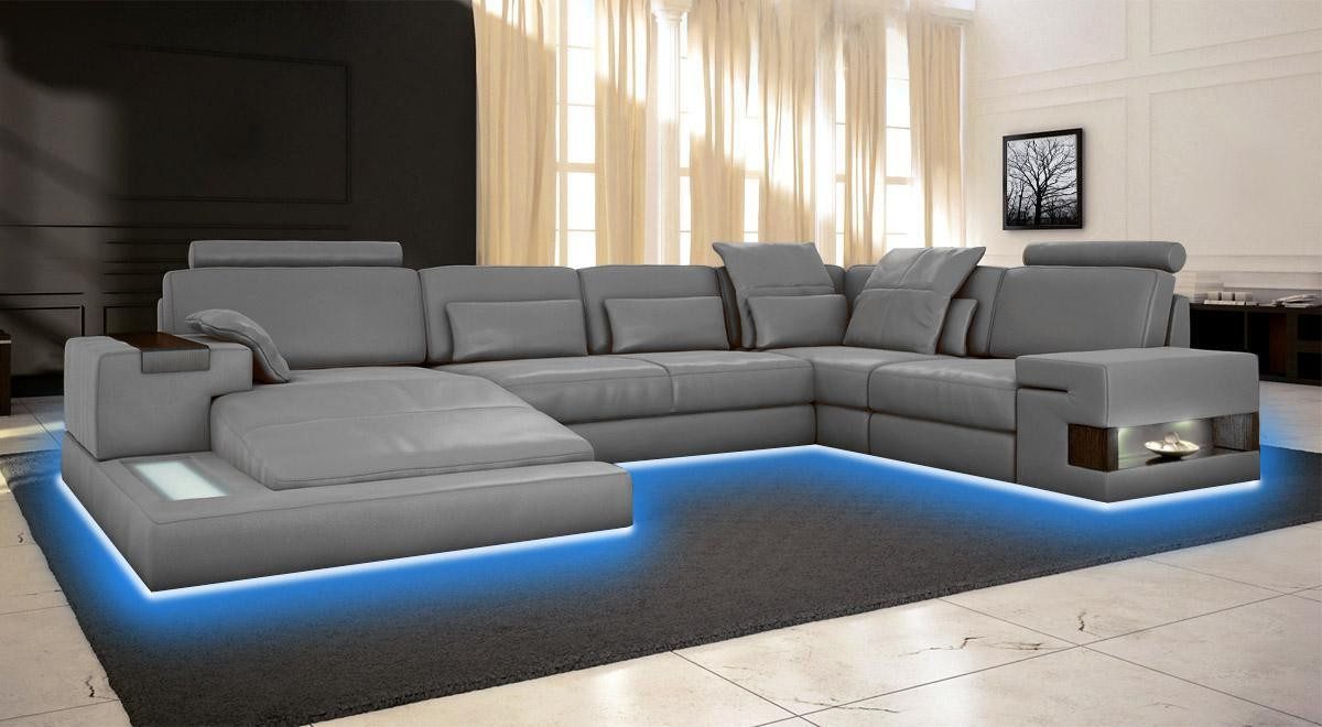 JVmoebel Ecksofa Leder-Ecksofa mit USB-Anschluss und großzügiger Polsterung, Made in Europa